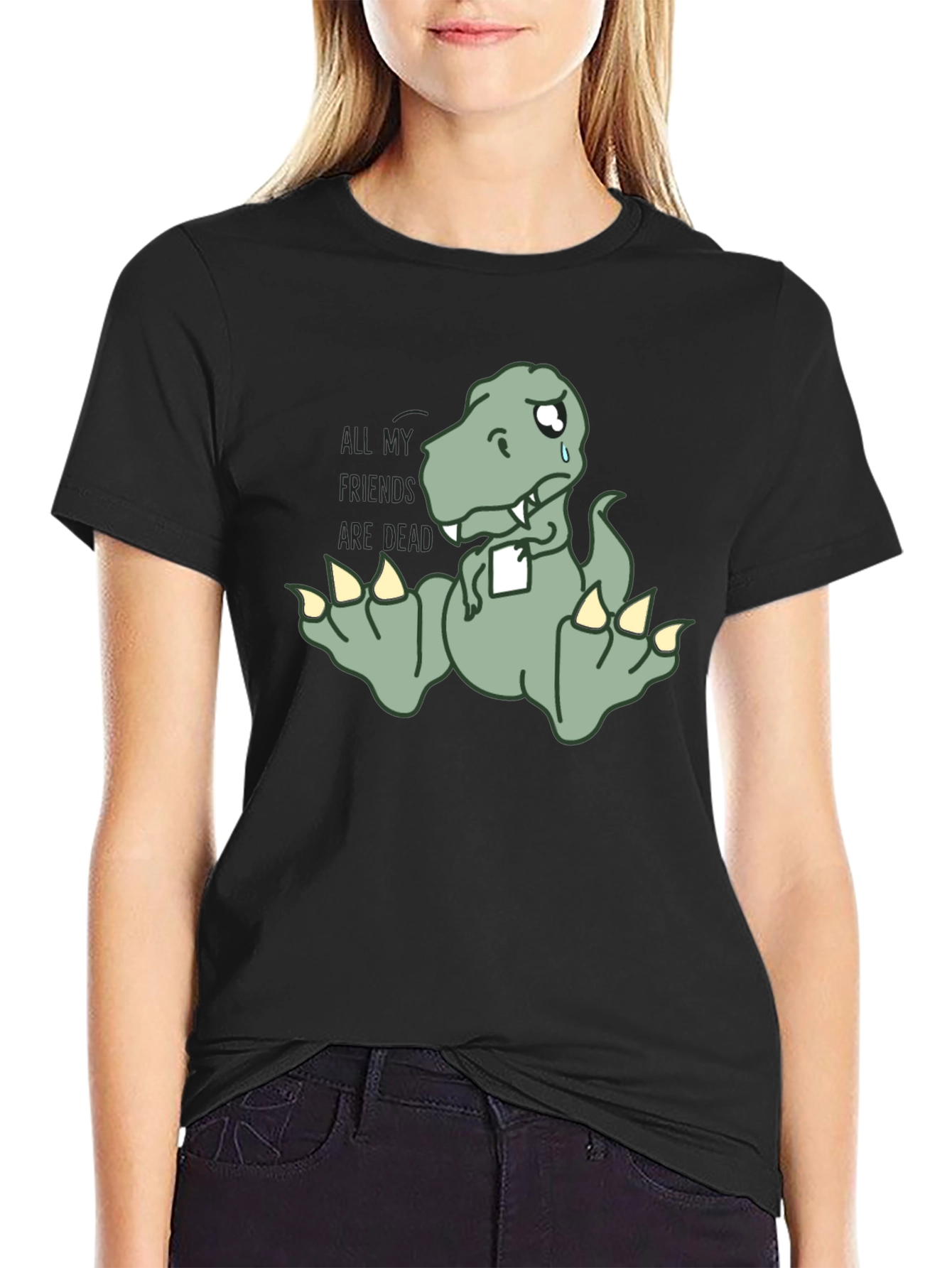 Sad Dino T-Shirt - All My Friends Are Dead