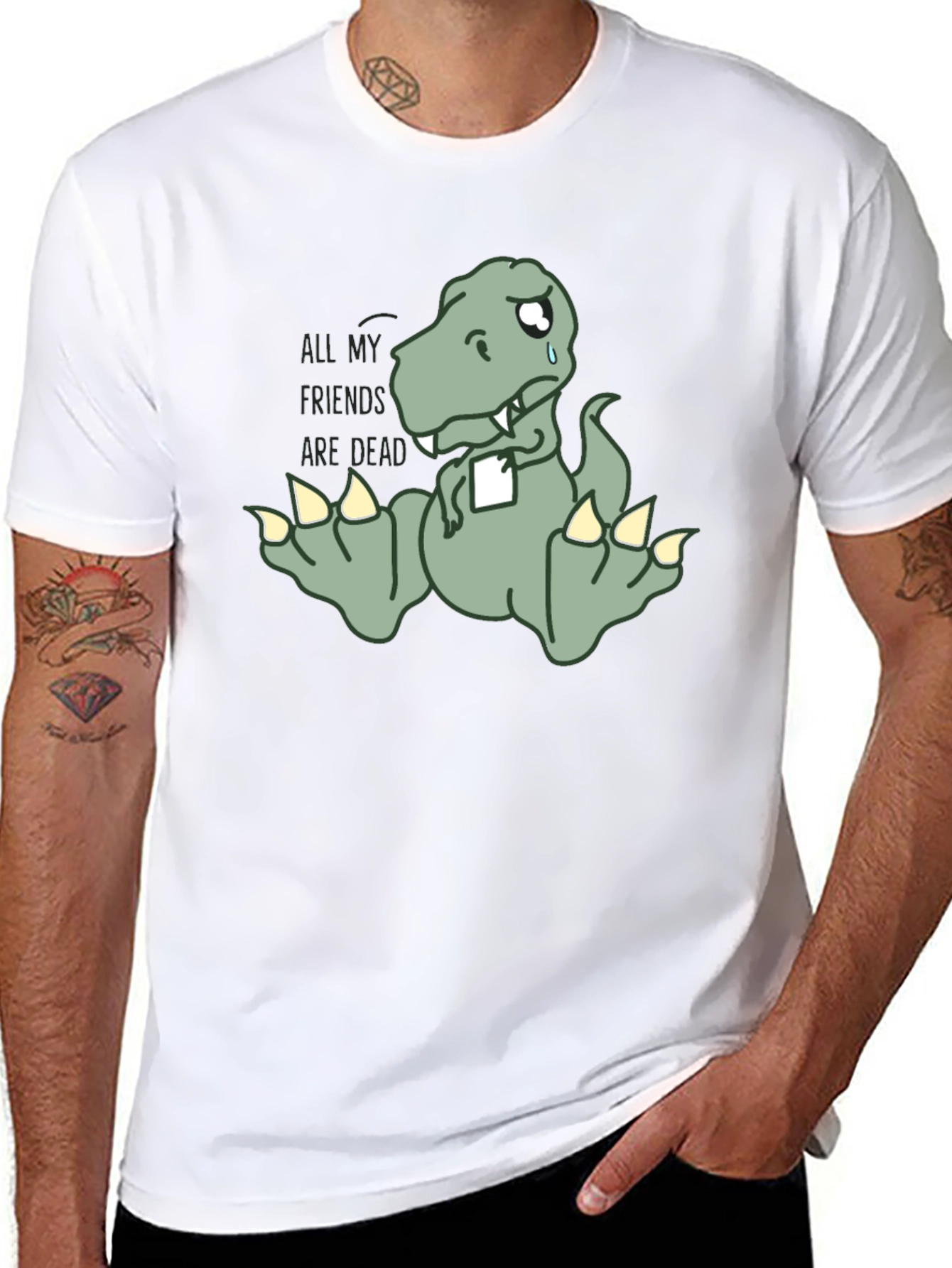 Sad Dino T-Shirt - All My Friends Are Dead