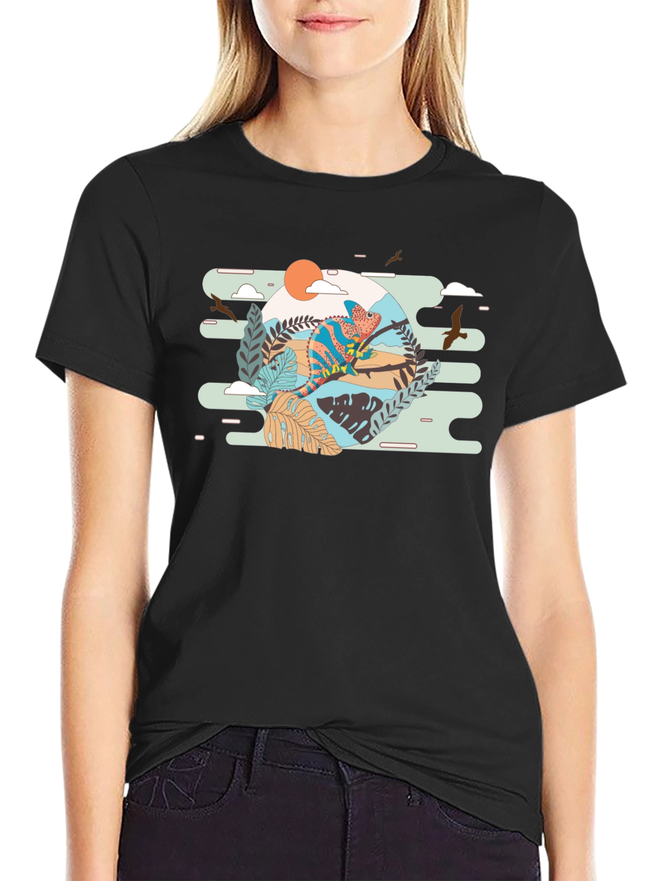 Chameleon Graphic Print T-Shirt