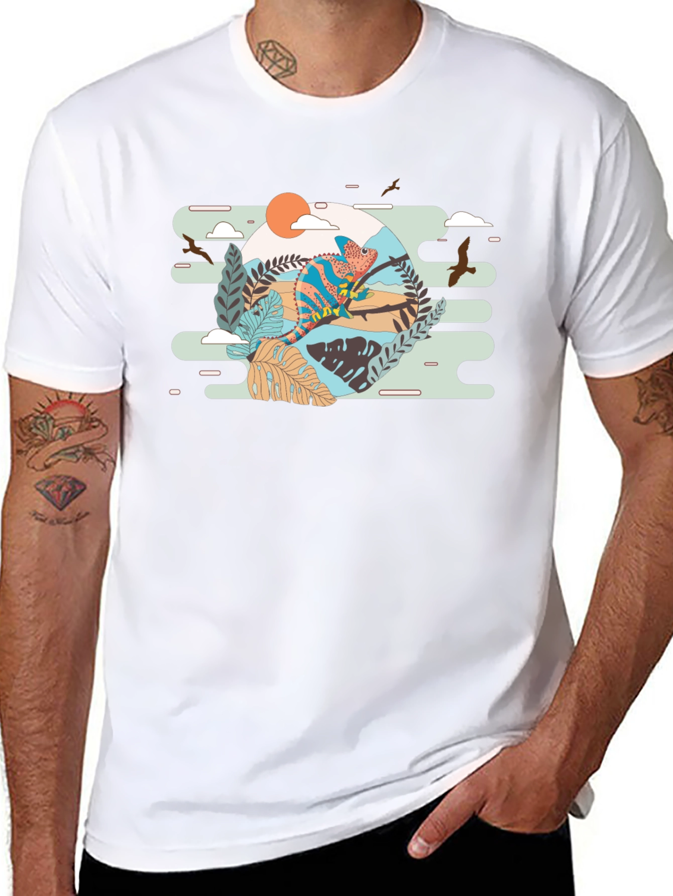 Chameleon Graphic Print T-Shirt