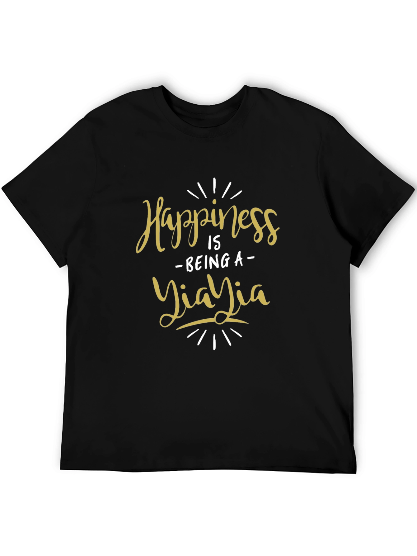 Happiness is Being a YiaYia Black T-Shirt