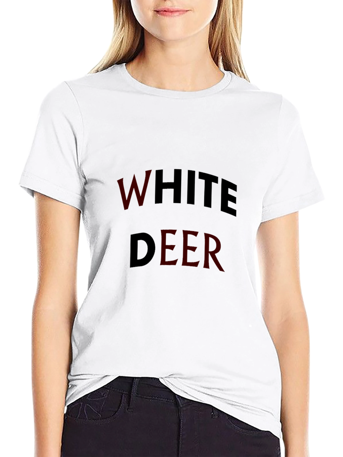White Deer Graphic Black T-Shirt