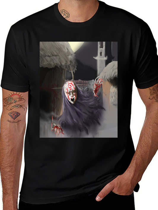 Masked Horror Tee - Dark Fantasy Graphic T-Shirt