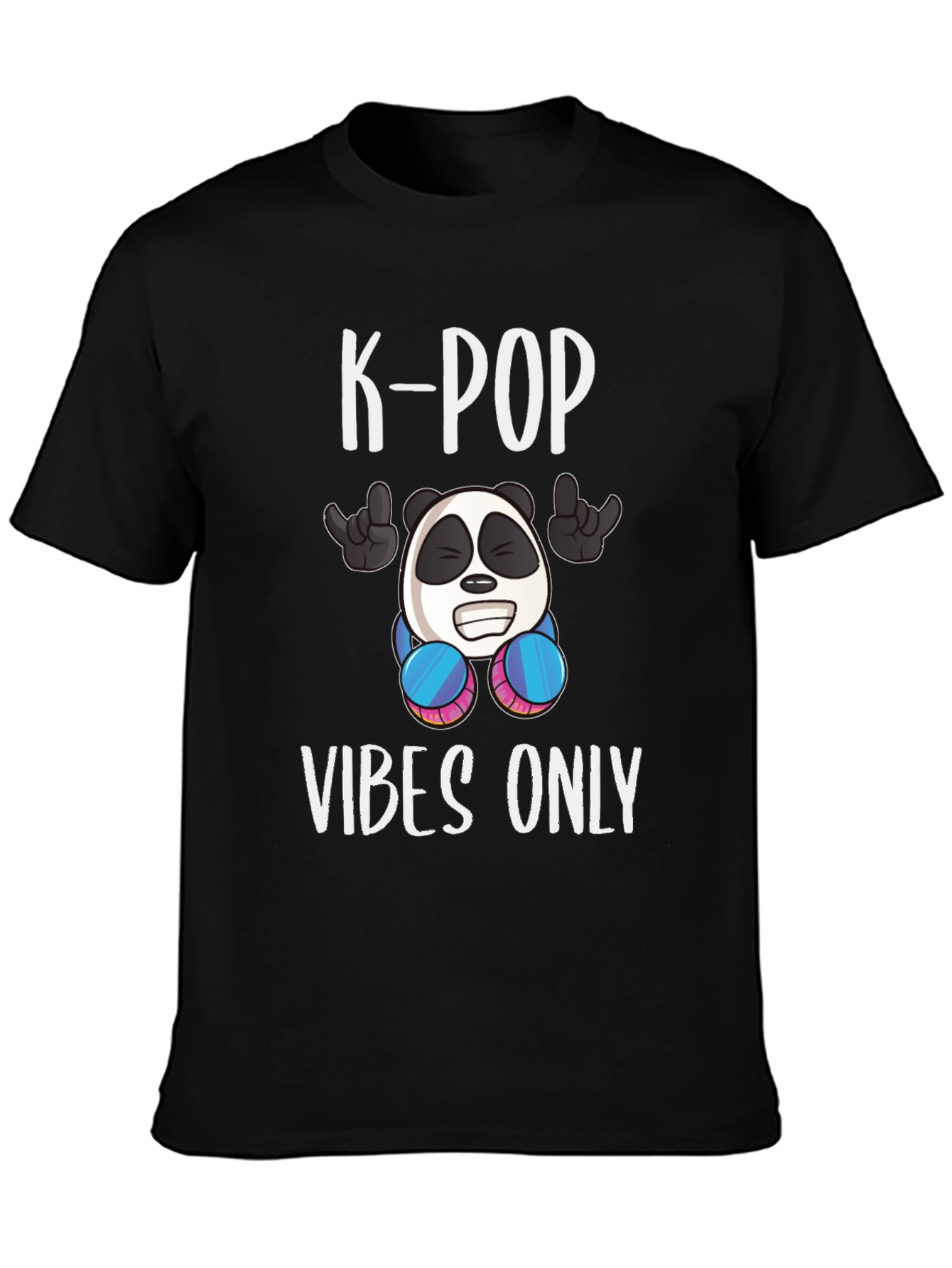 K-Pop Vibes Only Graphic Tee - Panda Design