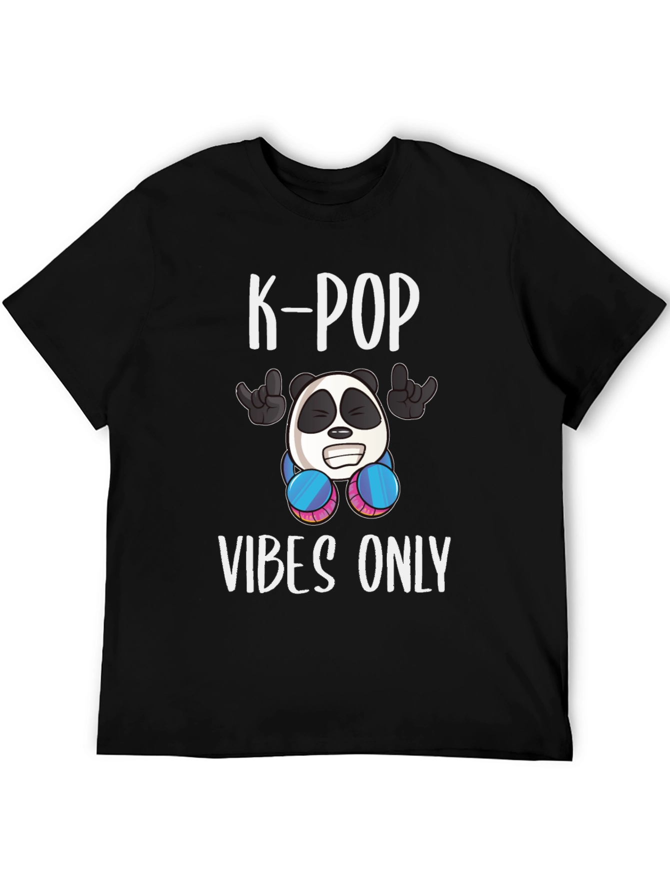 K-Pop Vibes Only Graphic Tee - Panda Design