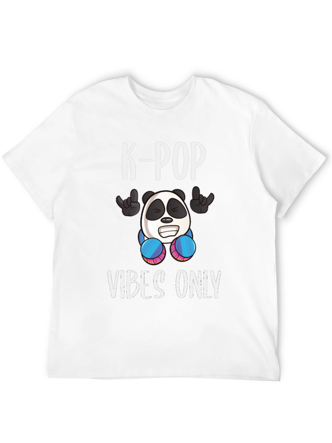 K-Pop Vibes Only Graphic Tee - Panda Design