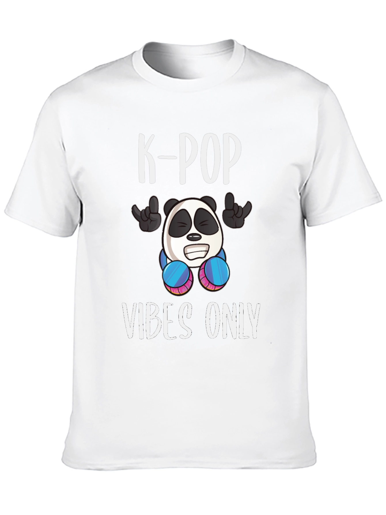 K-Pop Vibes Only Graphic Tee - Panda Design