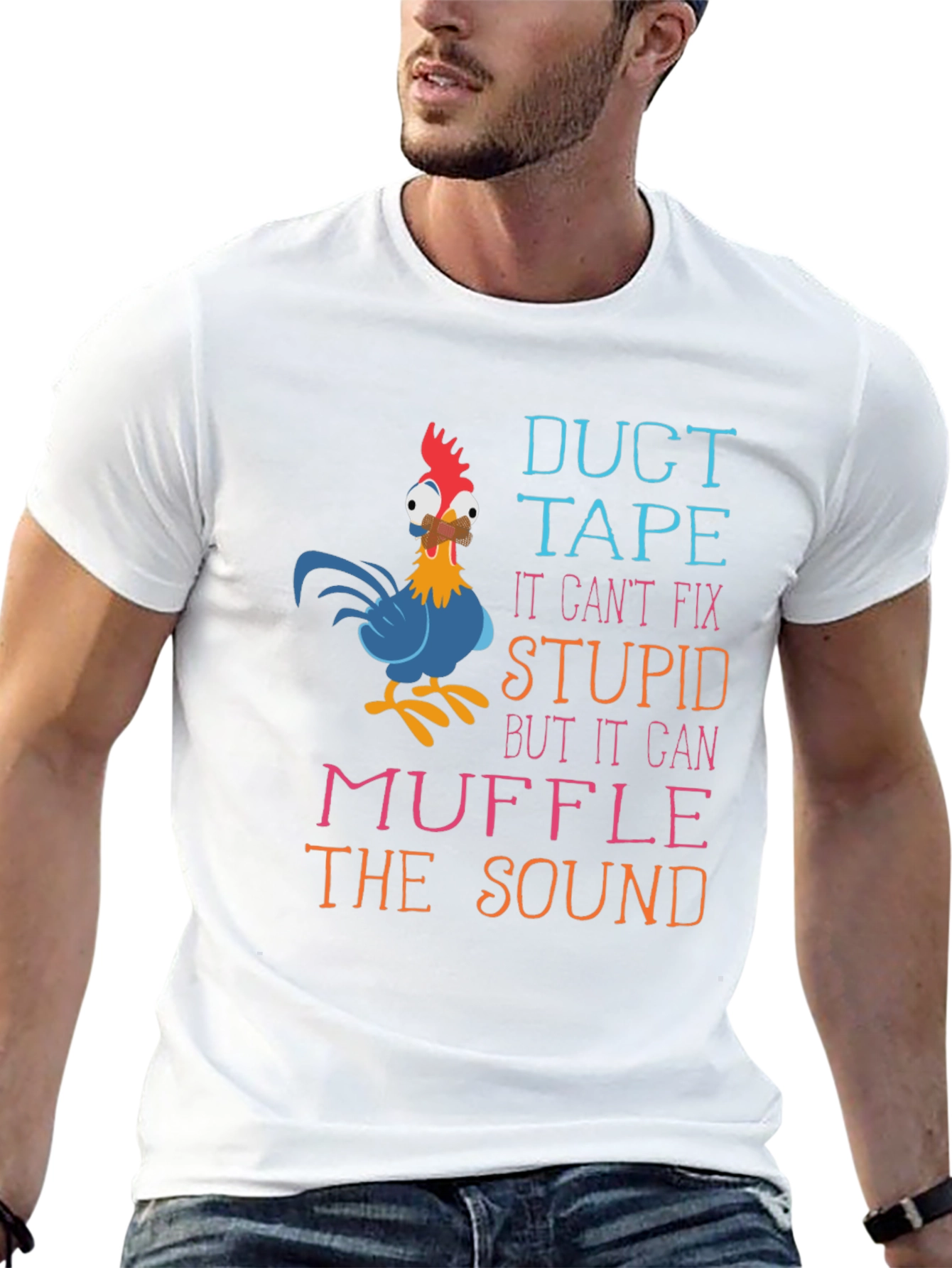 Duct Tape Fix Stupid Humor Graphic T-Shirt
