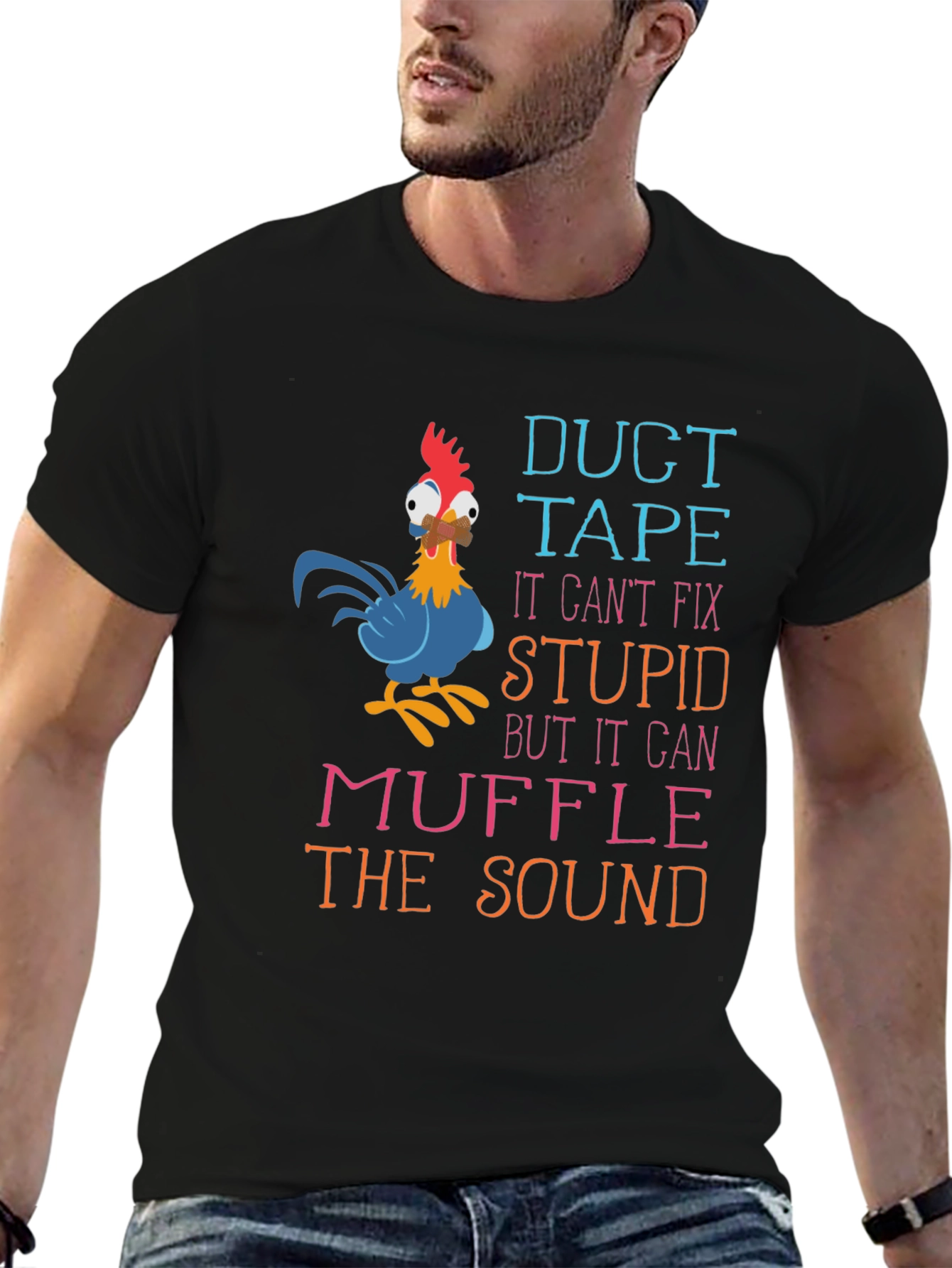 Duct Tape Fix Stupid Humor Graphic T-Shirt