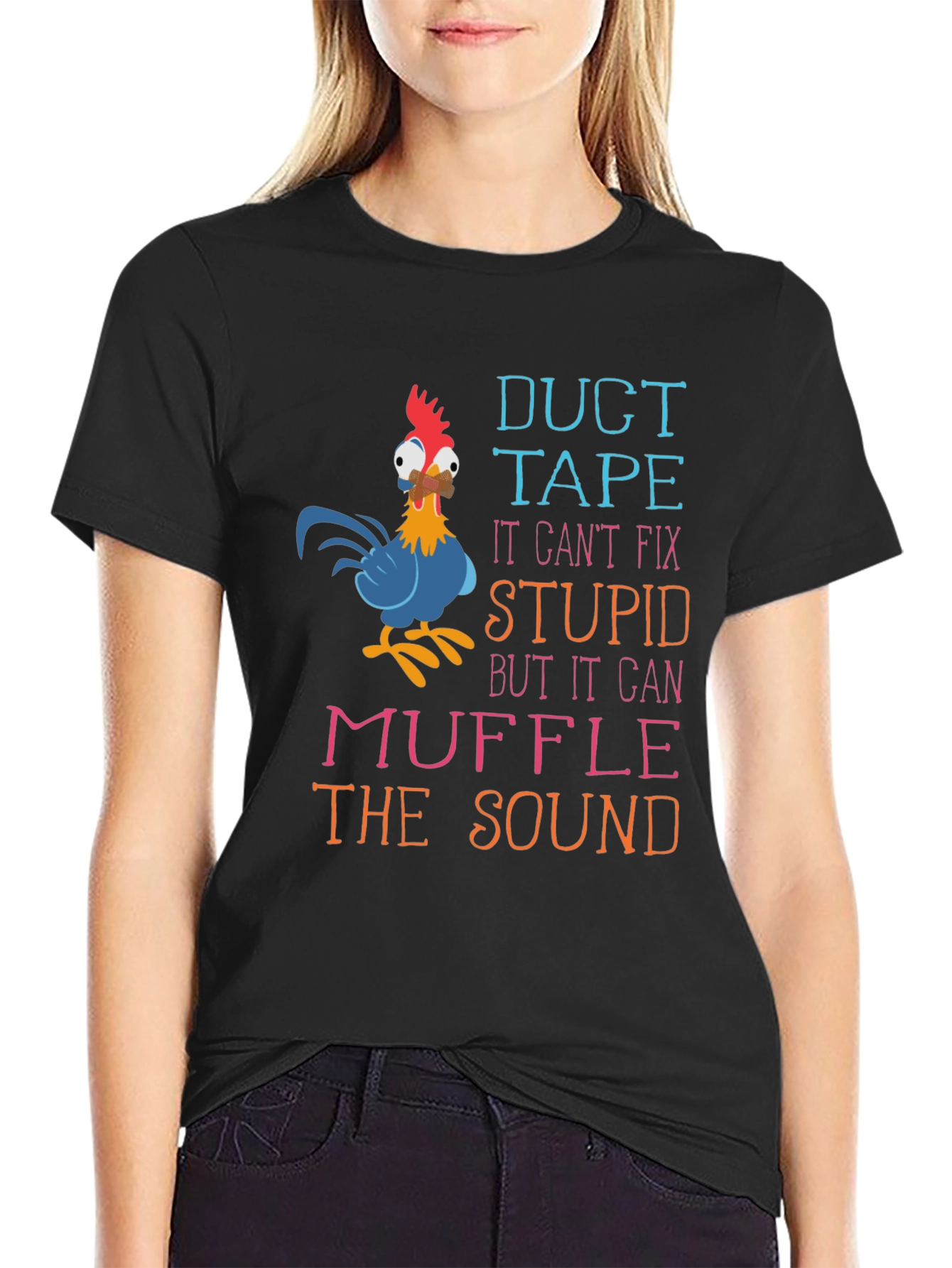 Duct Tape Fix Stupid Humor Graphic T-Shirt