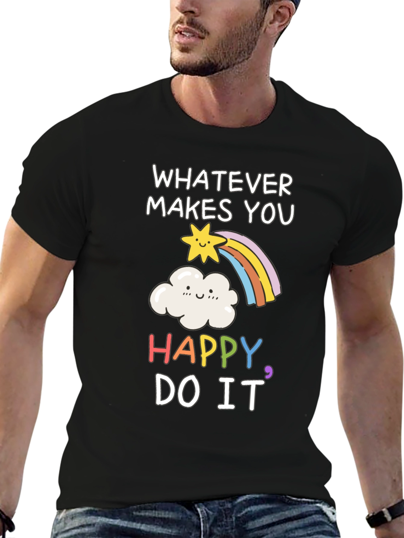 Happy Rainbow Graphic T-Shirt - Inspiring Tee