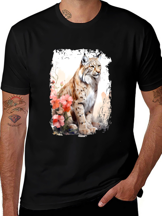 Lynx Floral T-Shirt - Nature Inspired Graphic Tee