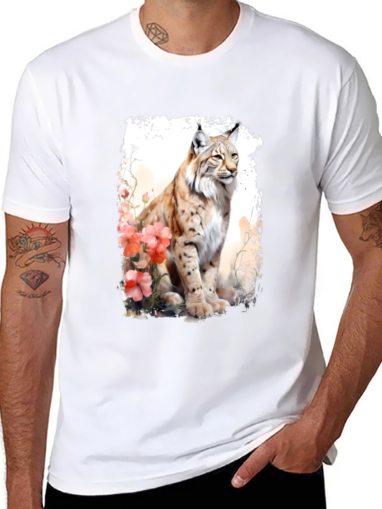 Lynx Floral T-Shirt - Nature Inspired Graphic Tee