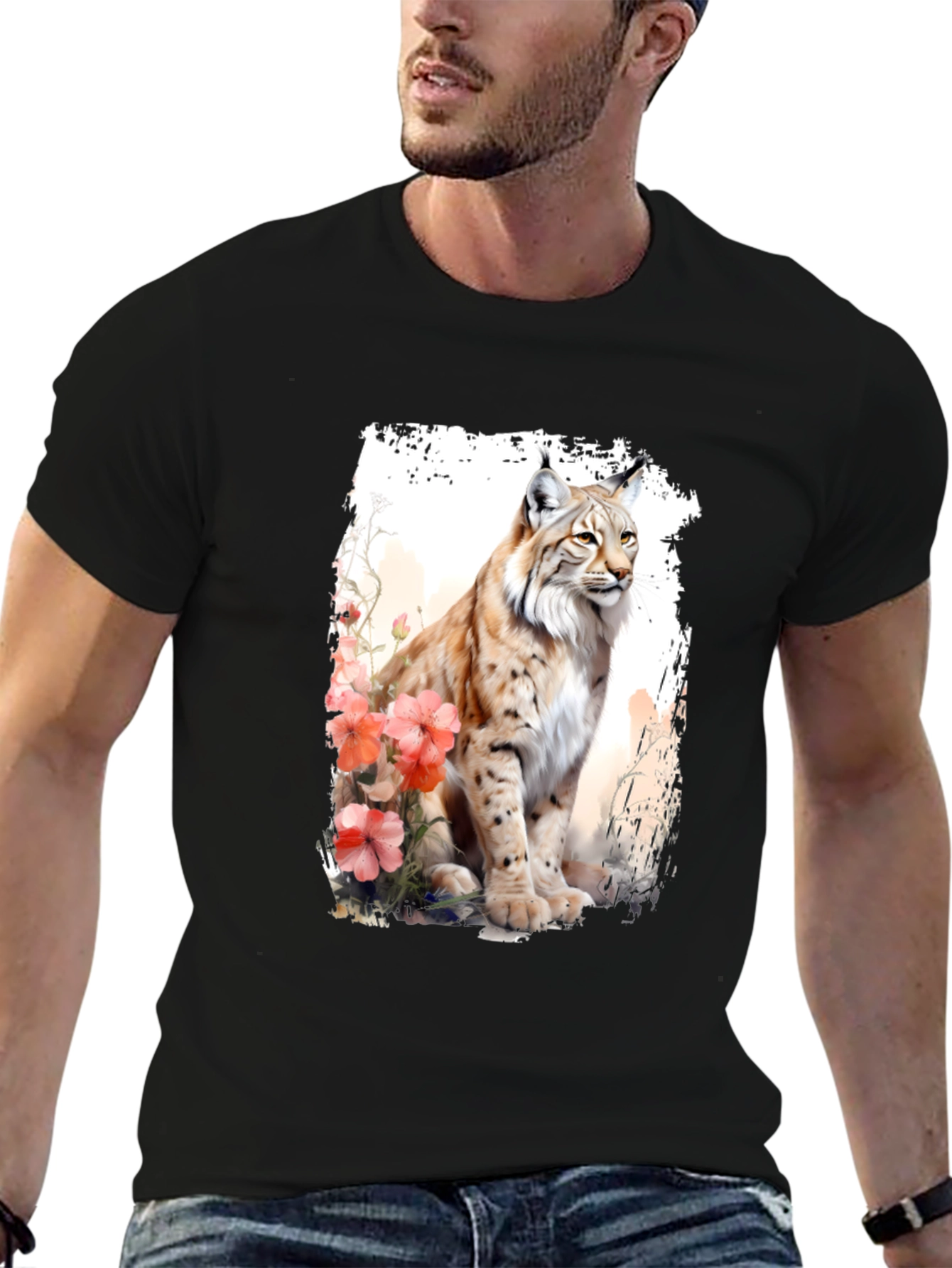 Lynx Floral T-Shirt - Nature Inspired Graphic Tee