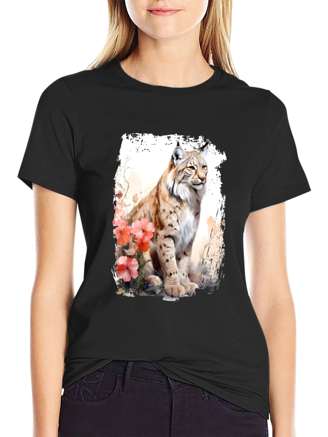 Lynx Floral T-Shirt - Nature Inspired Graphic Tee