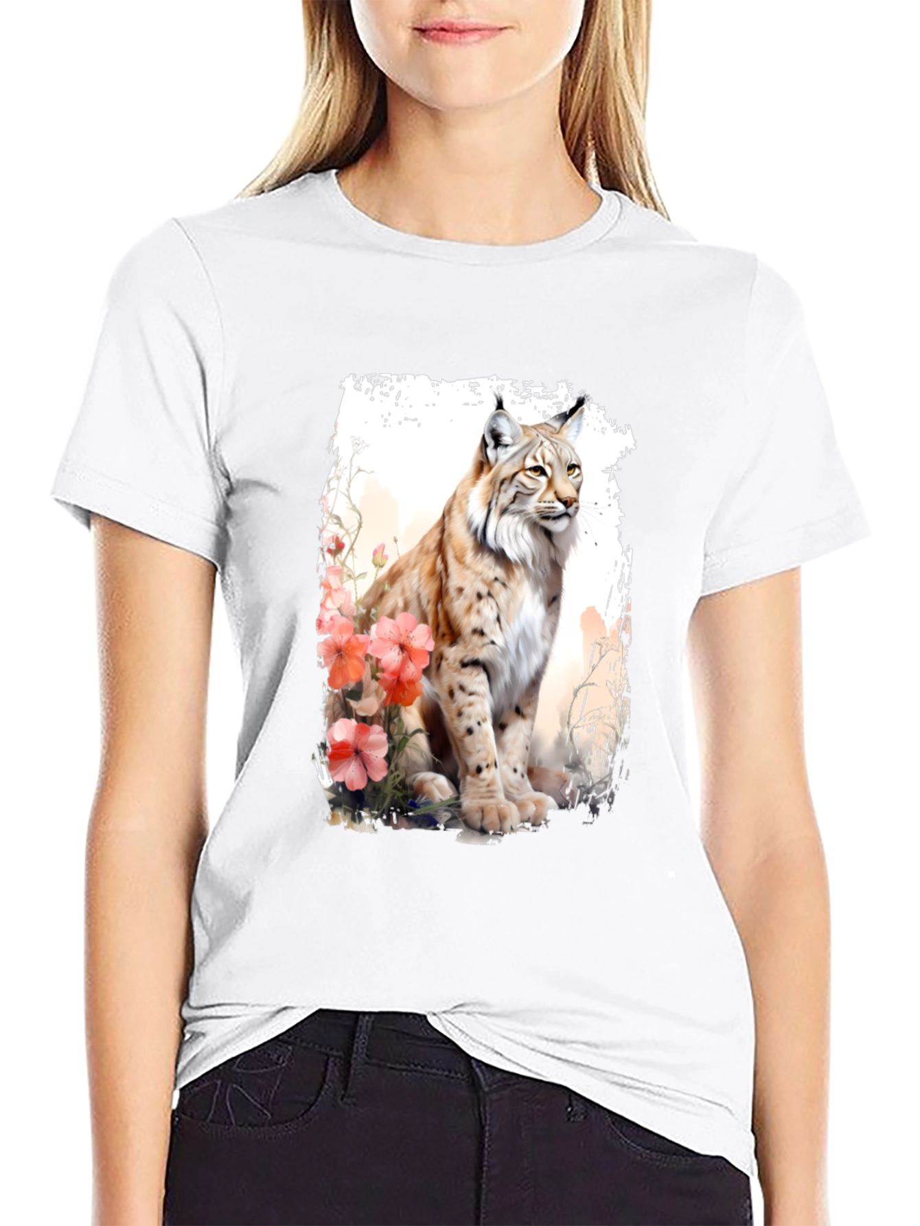 Lynx Floral T-Shirt - Nature Inspired Graphic Tee