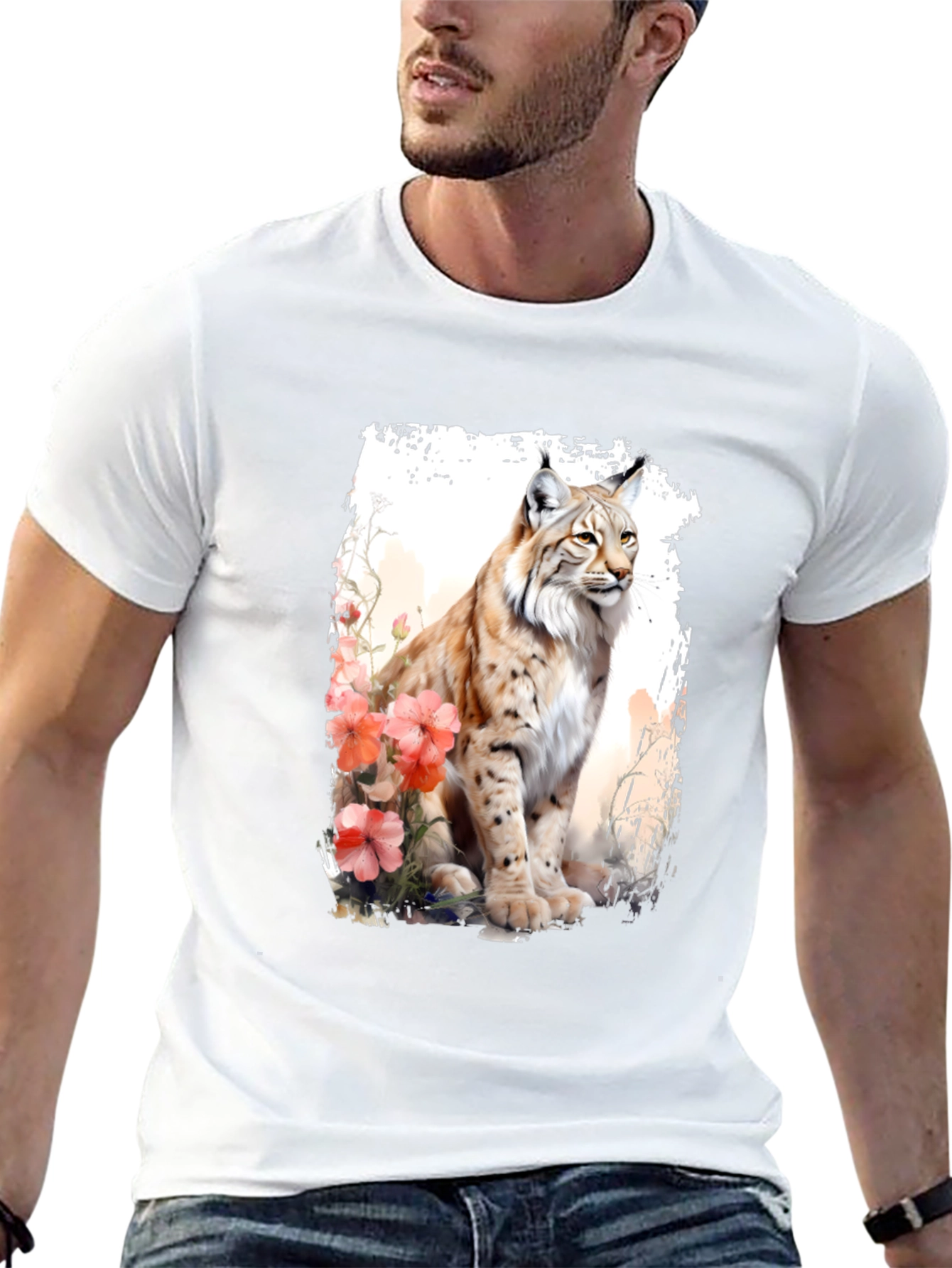 Lynx Floral T-Shirt - Nature Inspired Graphic Tee