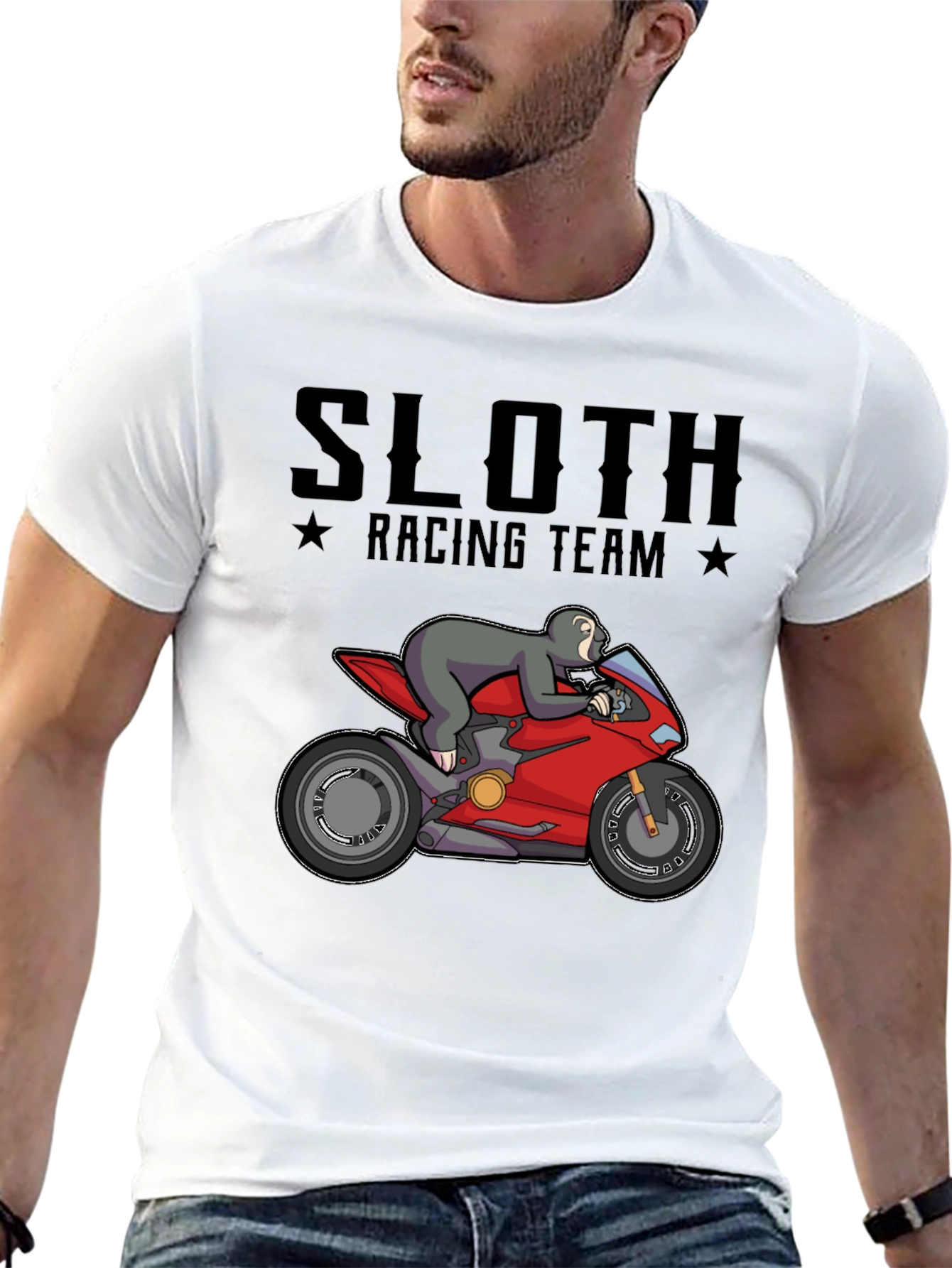 Sloth Racing Team T-Shirt - Funny Motorbike Tee