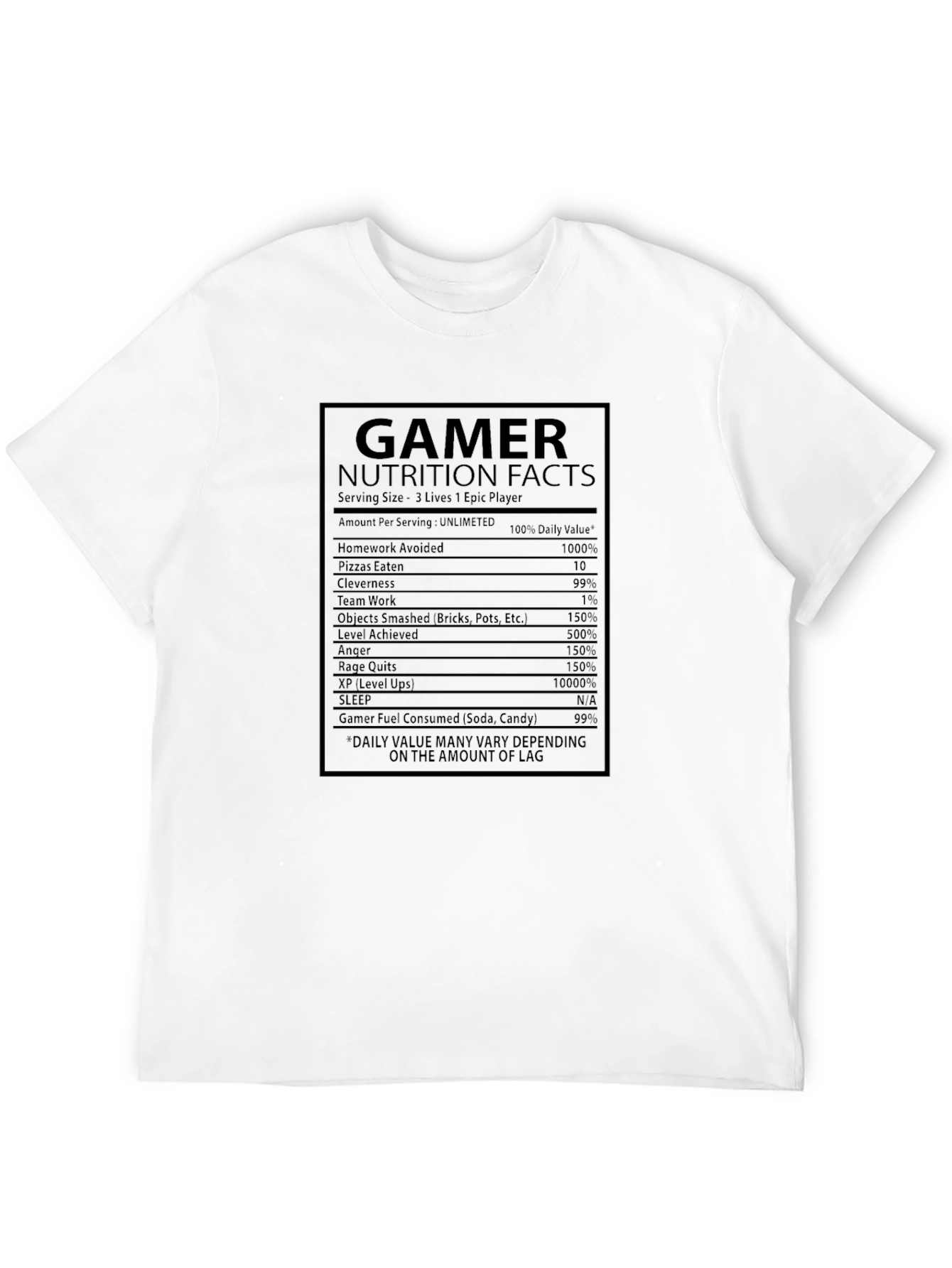 Gamer Nutrition Facts T-Shirt