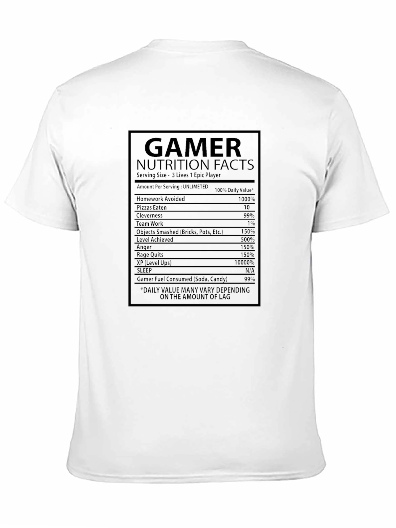 Gamer Nutrition Facts T-Shirt