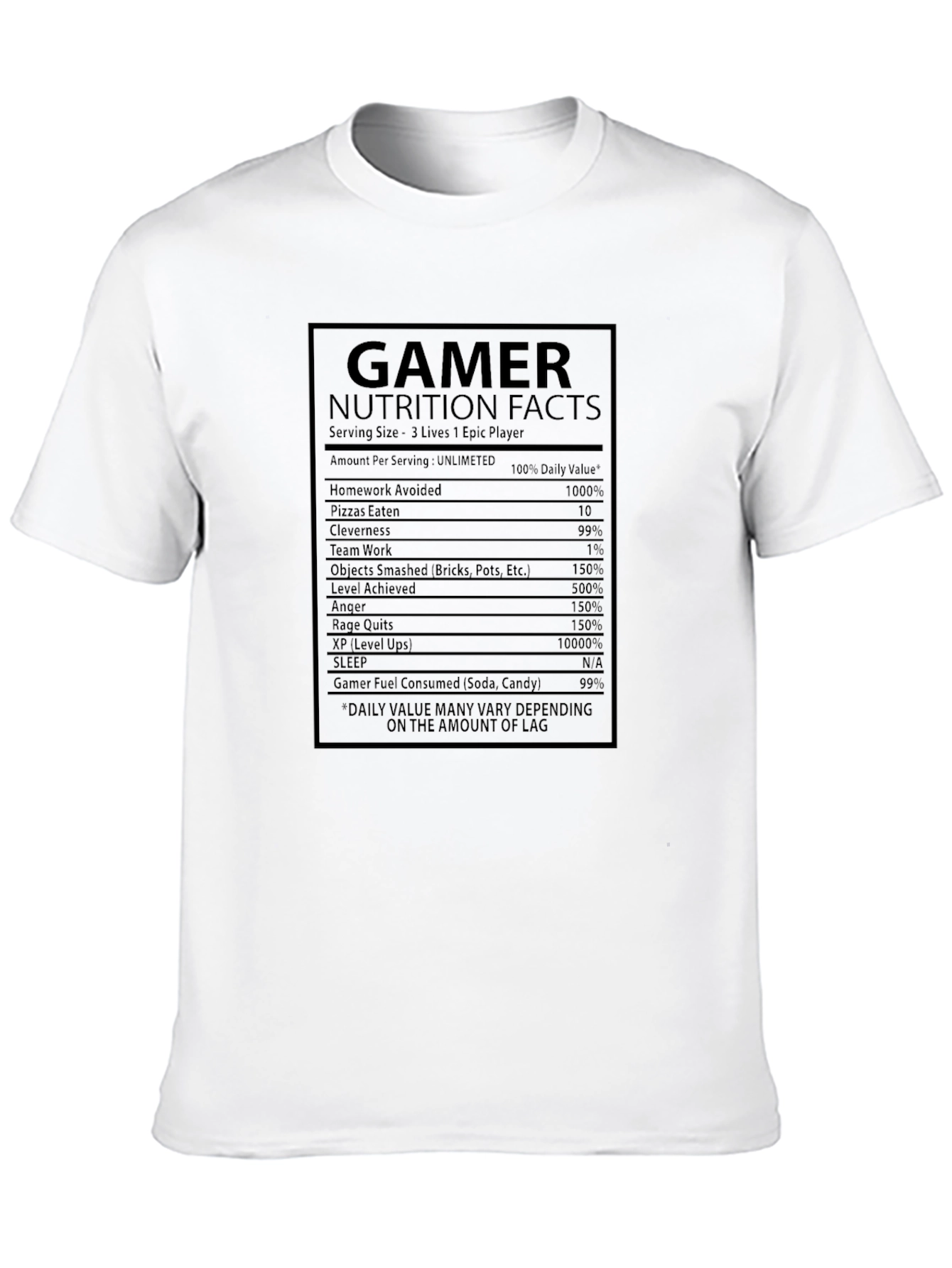 Gamer Nutrition Facts T-Shirt