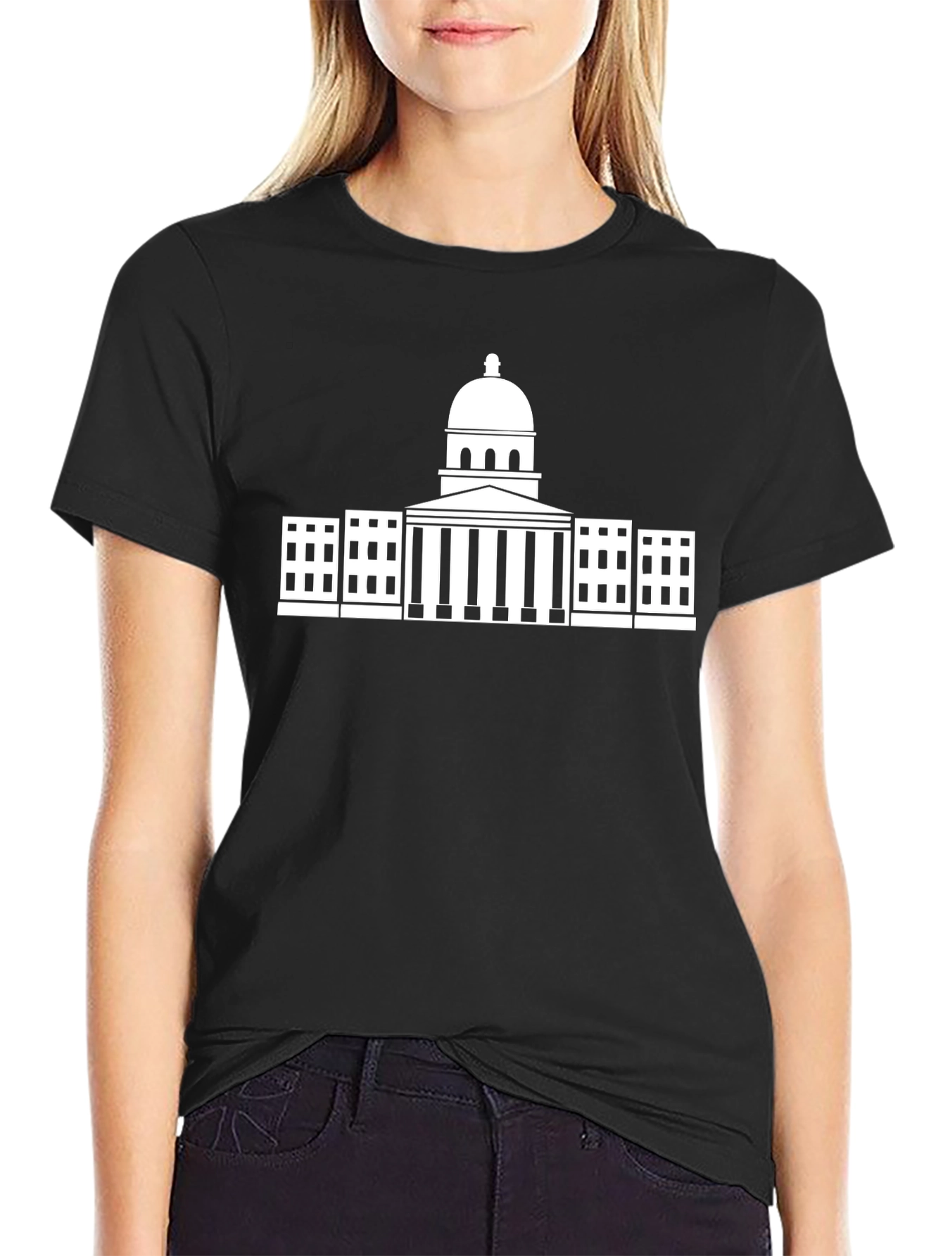 Capitol Building Graphic Tee - Stylish Black T-Shirt