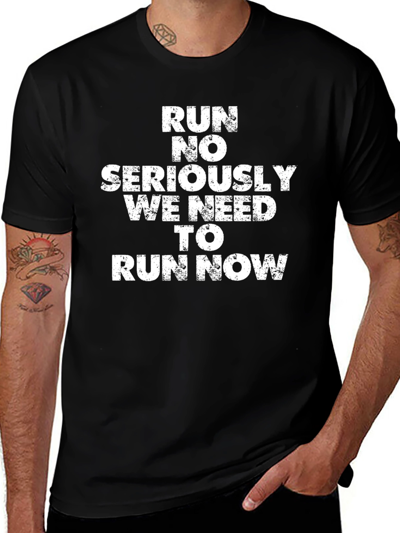 Run No Seriously Mens Black Graphic Tee
