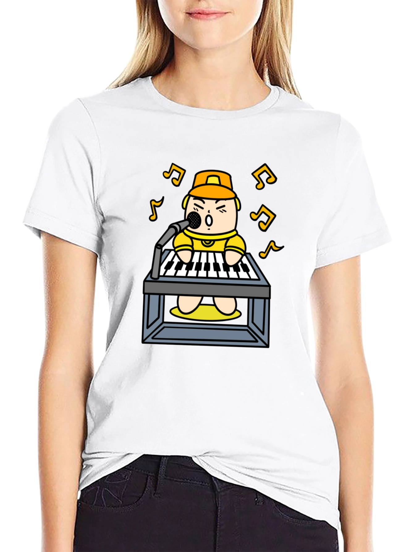 Cartoon Musician T-Shirt: Black Graphic Tee