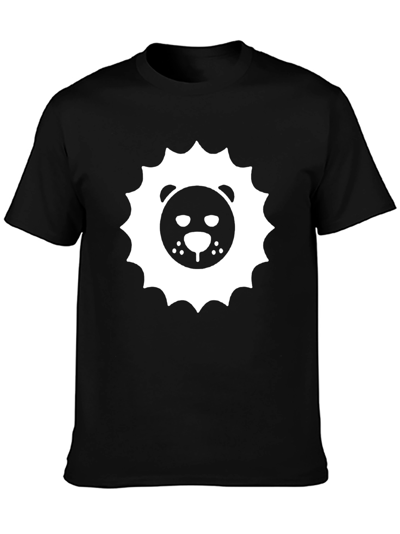 Lion Face Graphic Print Black T-Shirt