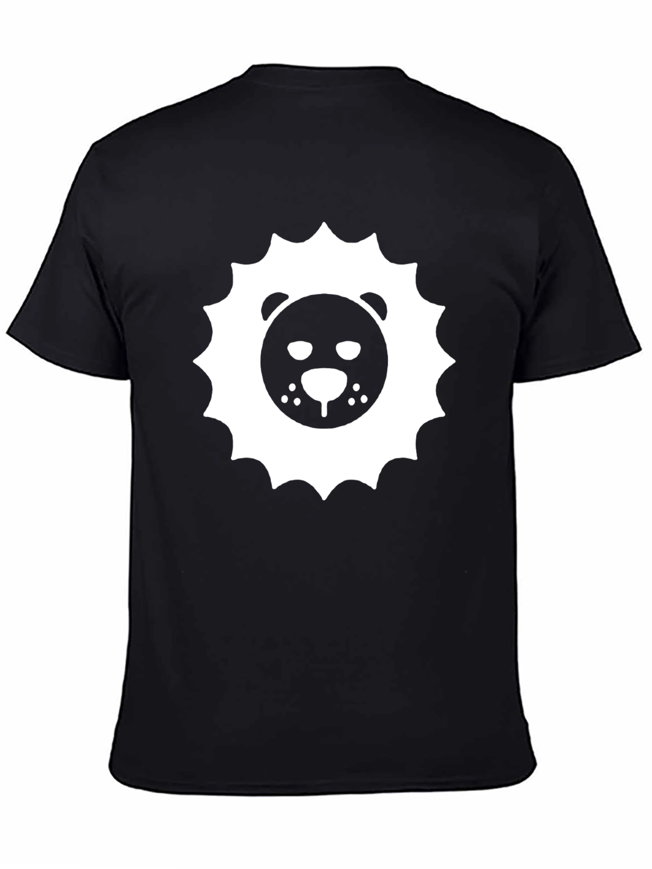 Lion Face Graphic Print Black T-Shirt