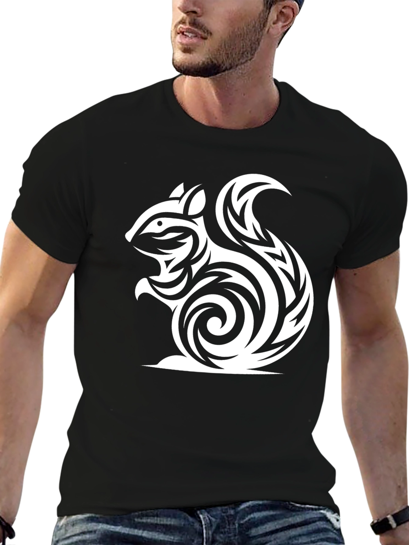 Tribal Squirrel Graphic Tee - Cool Casual Style