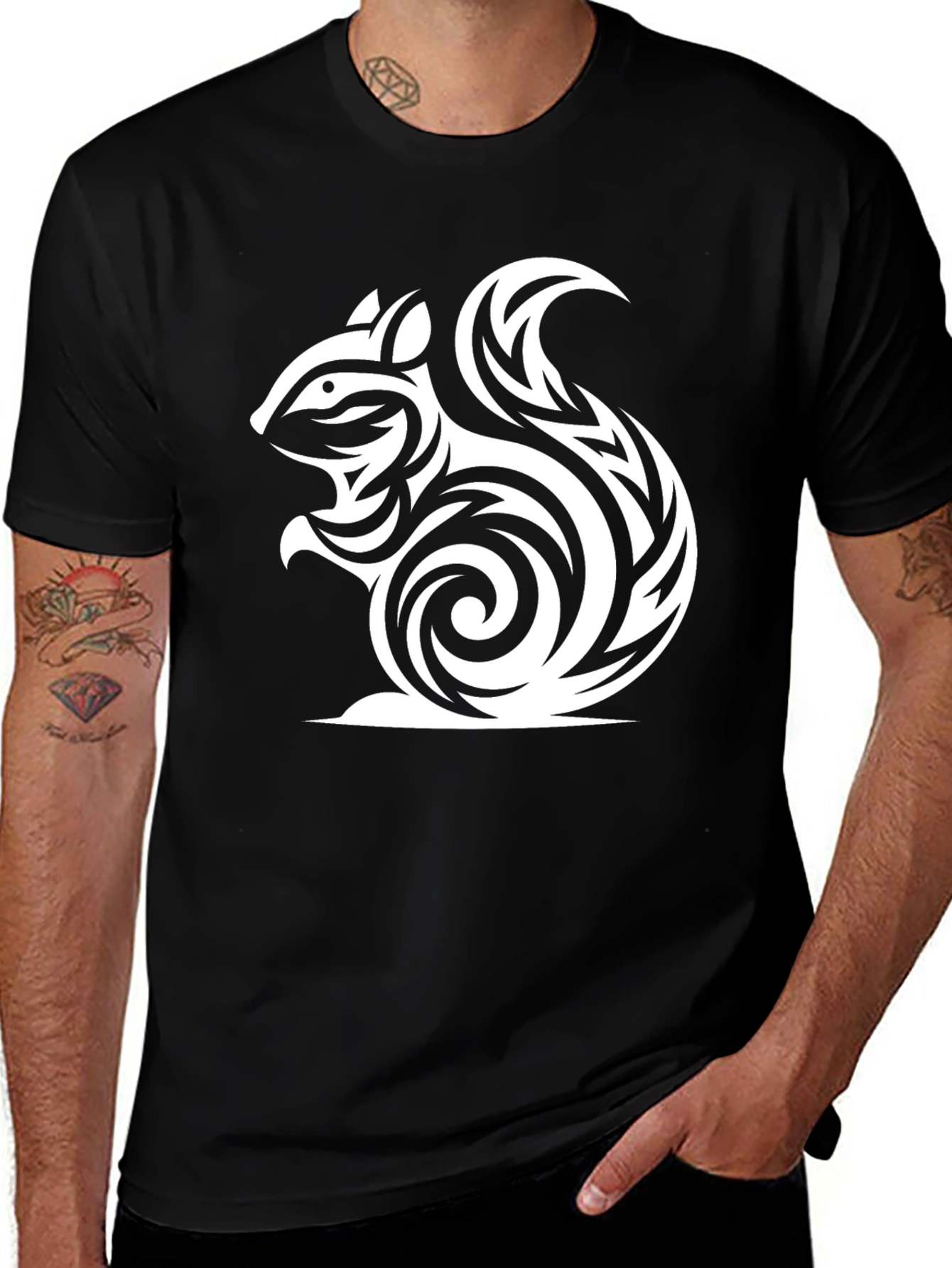 Tribal Squirrel Graphic Tee - Cool Casual Style