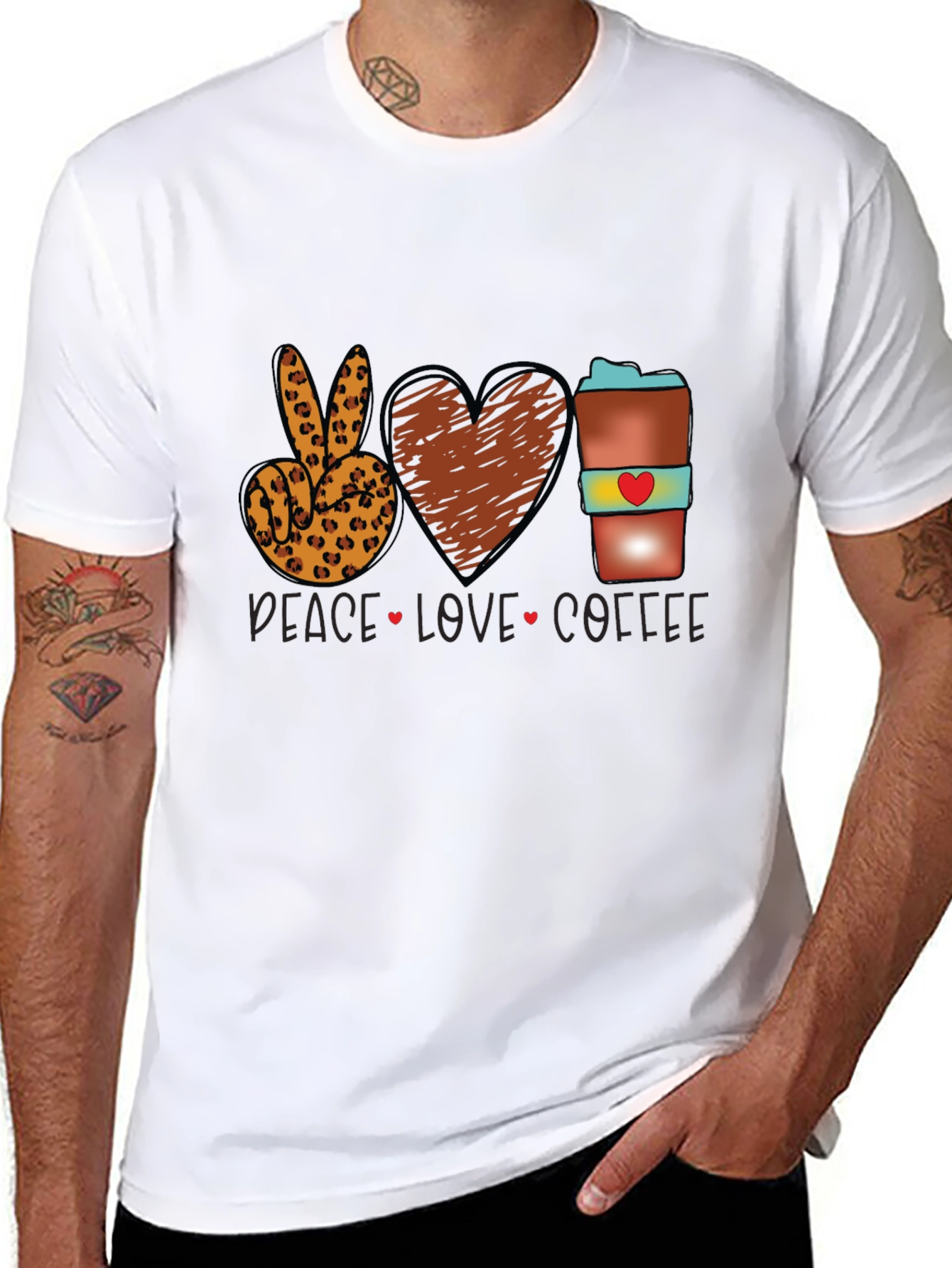Peace Love Coffee T-Shirt Leopard Print