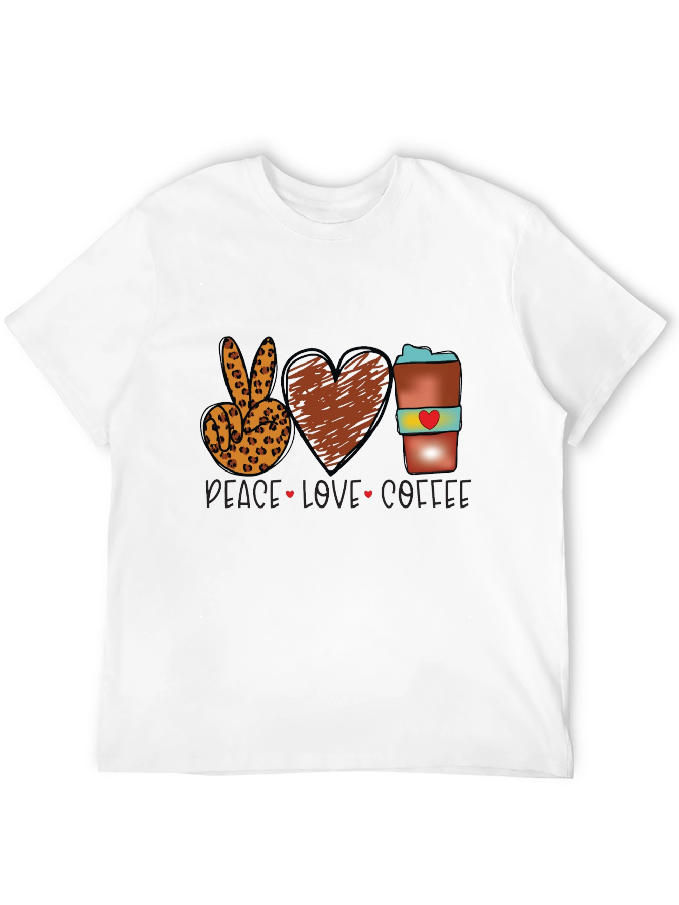 Peace Love Coffee T-Shirt Leopard Print