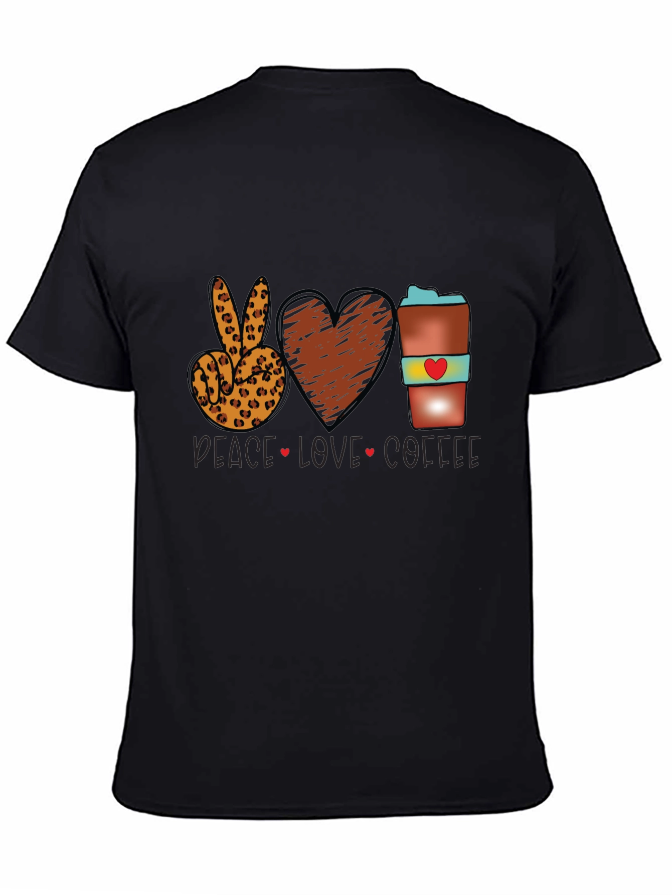 Peace Love Coffee T-Shirt Leopard Print