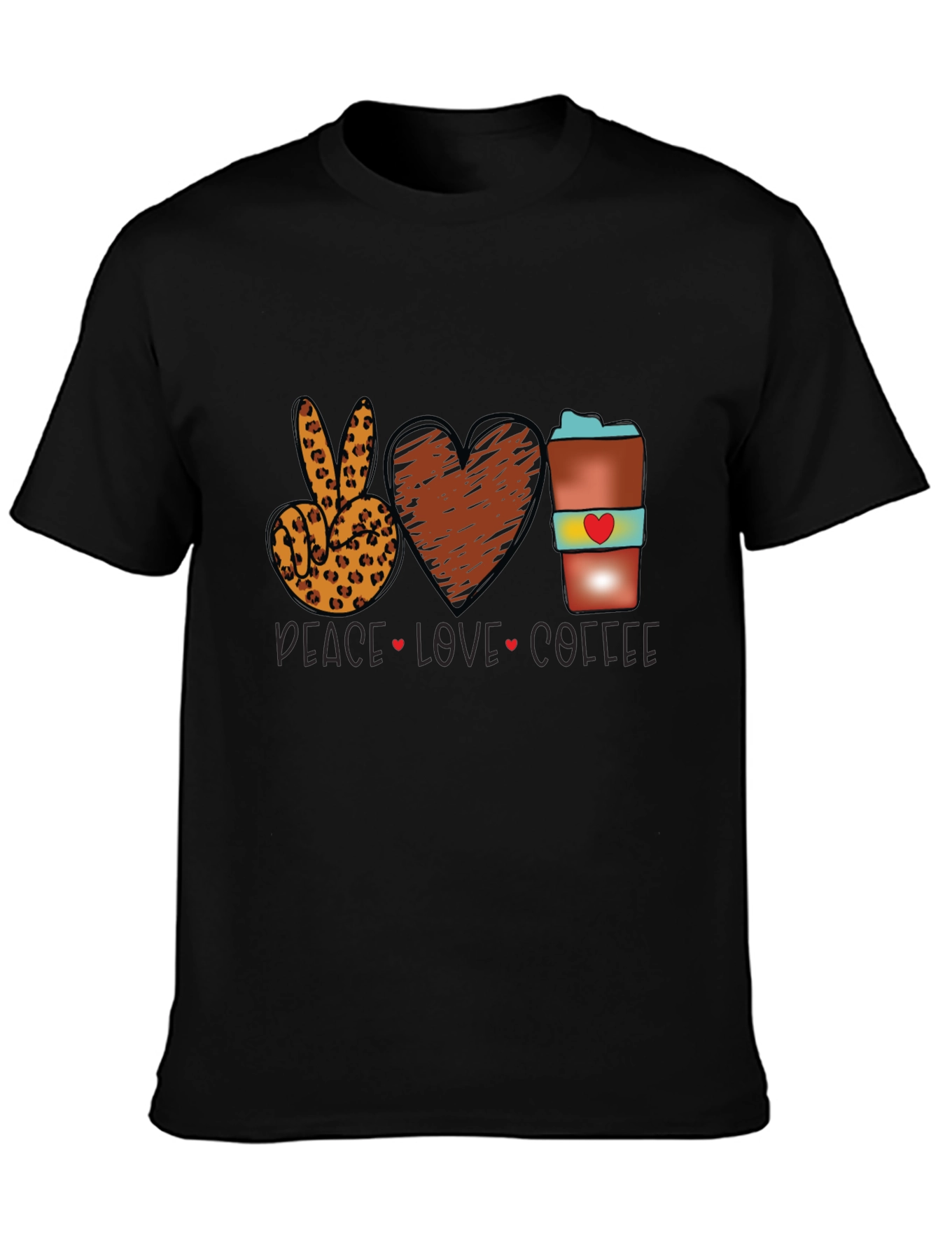 Peace Love Coffee T-Shirt Leopard Print