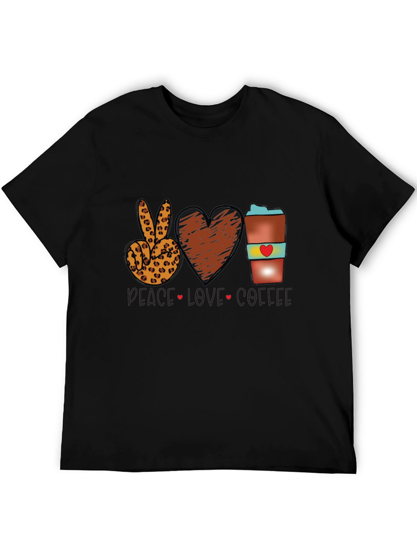 Peace Love Coffee T-Shirt Leopard Print