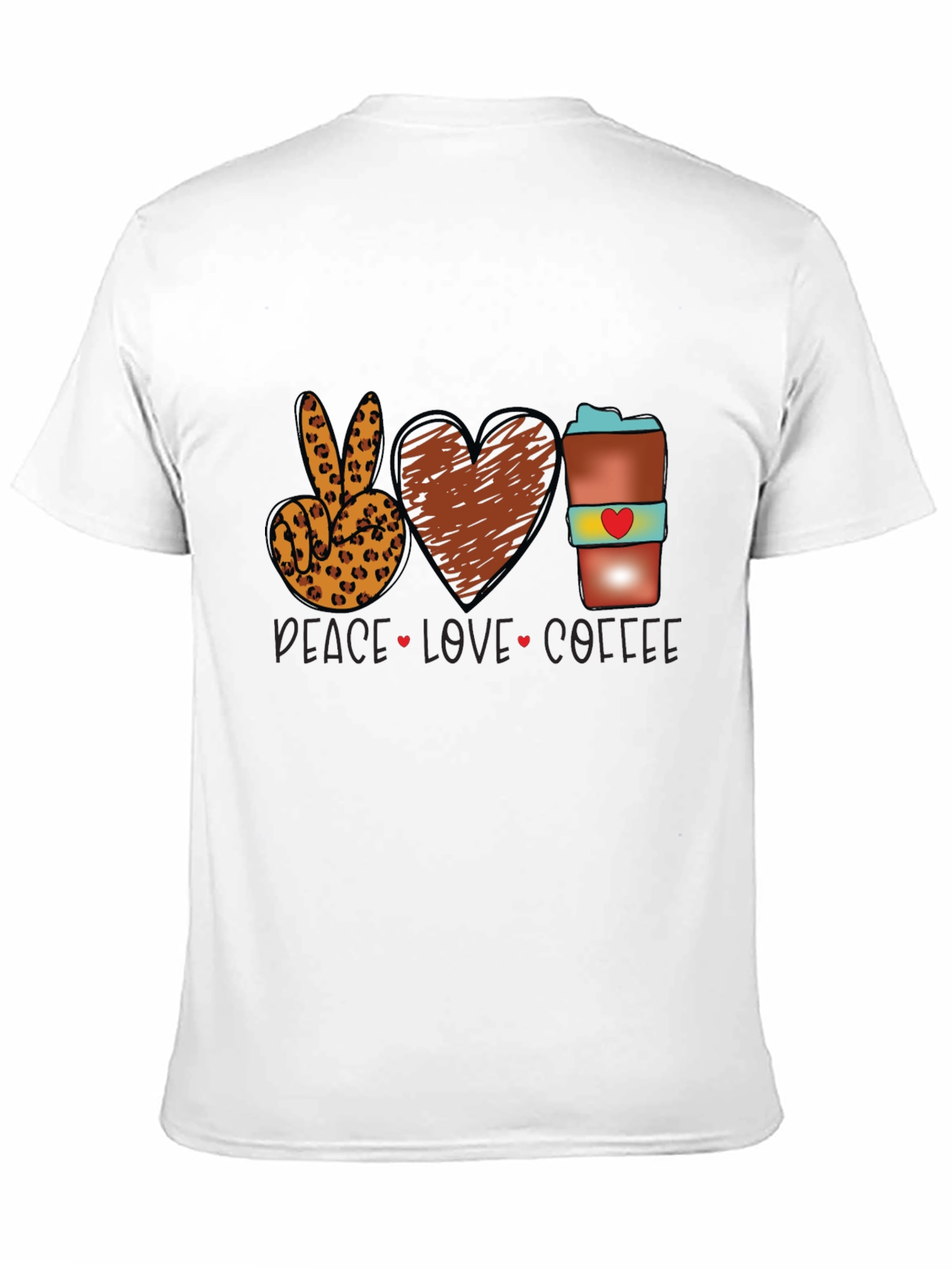 Peace Love Coffee T-Shirt Leopard Print