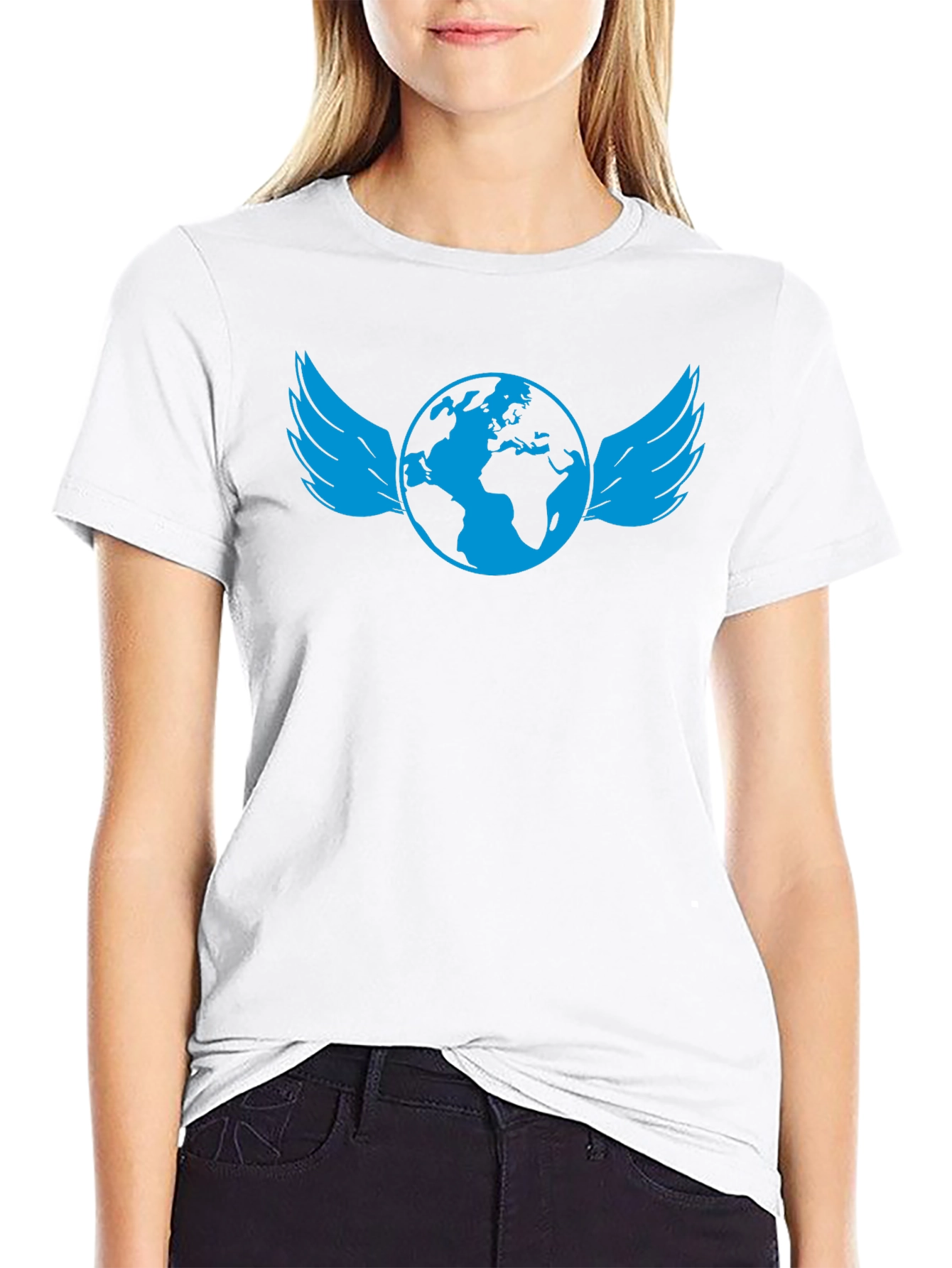Globe with Wings Graphic Tee - Stylish Black T-Shirt