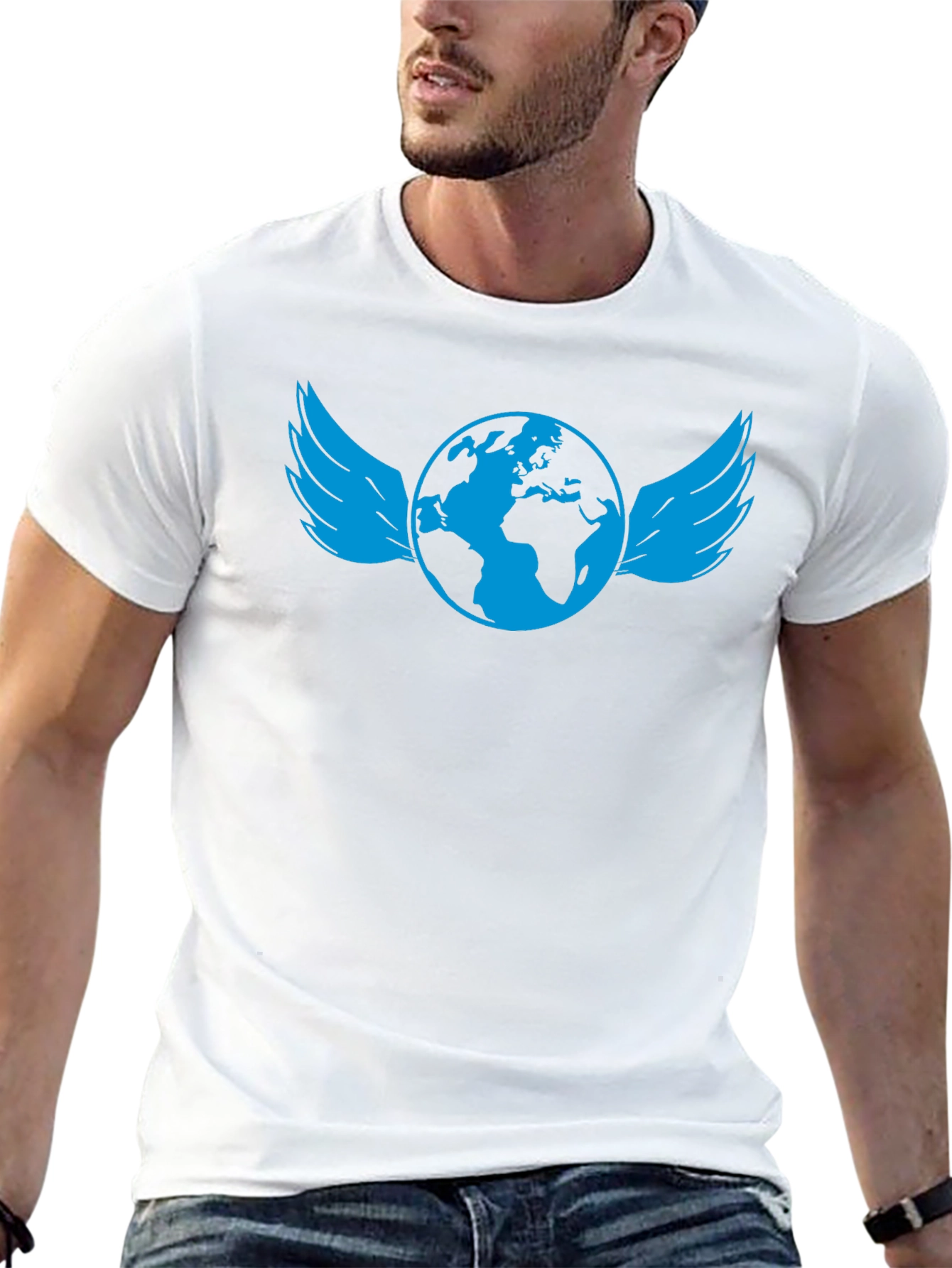 Globe with Wings Graphic Tee - Stylish Black T-Shirt