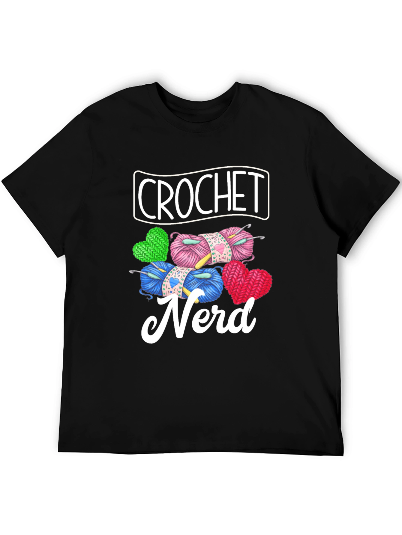 Crochet Nerd Graphic T-Shirt - Knitted Yarn Heart Design