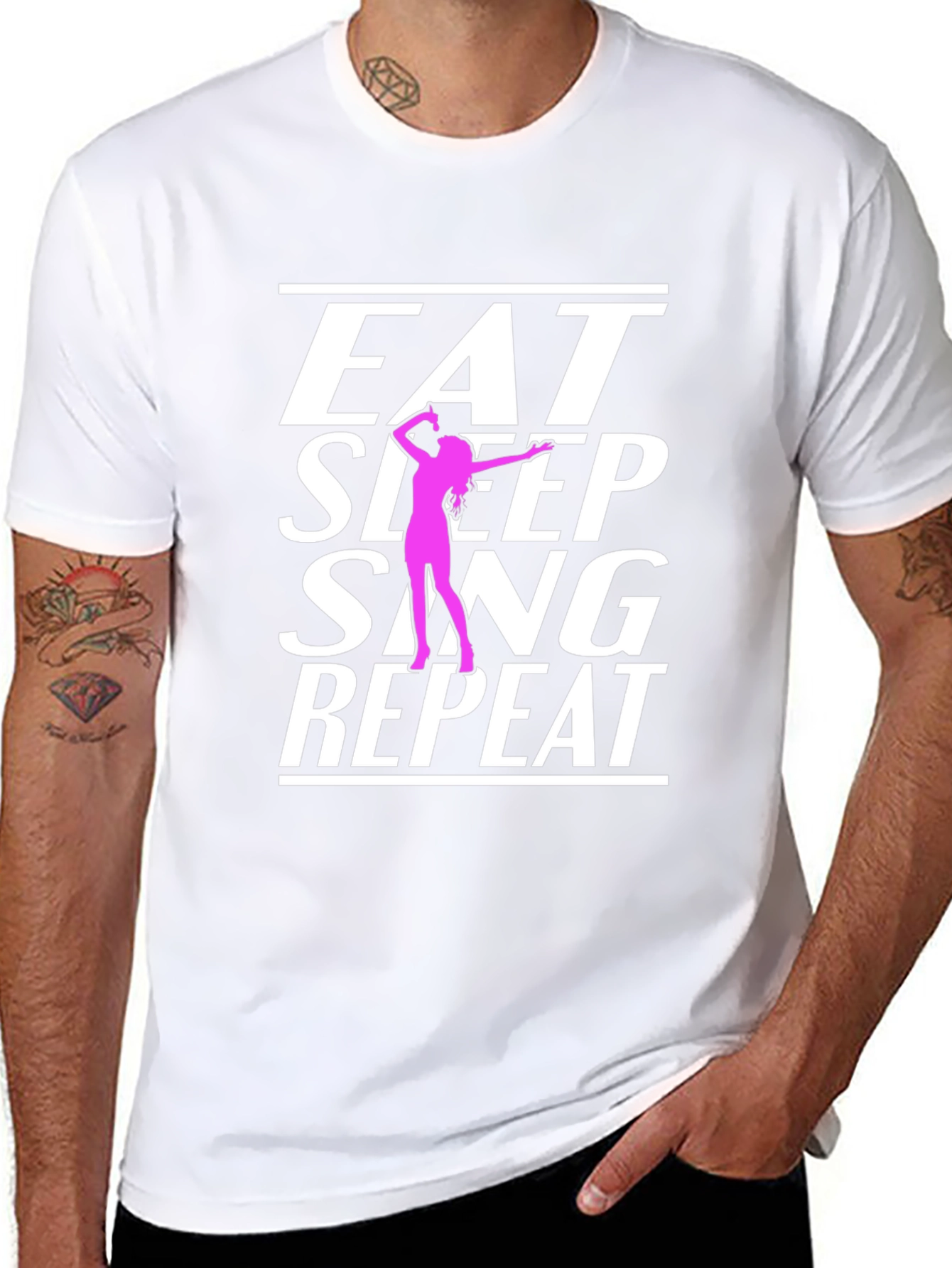 Eat Sleep Sing Repeat Black T-Shirt
