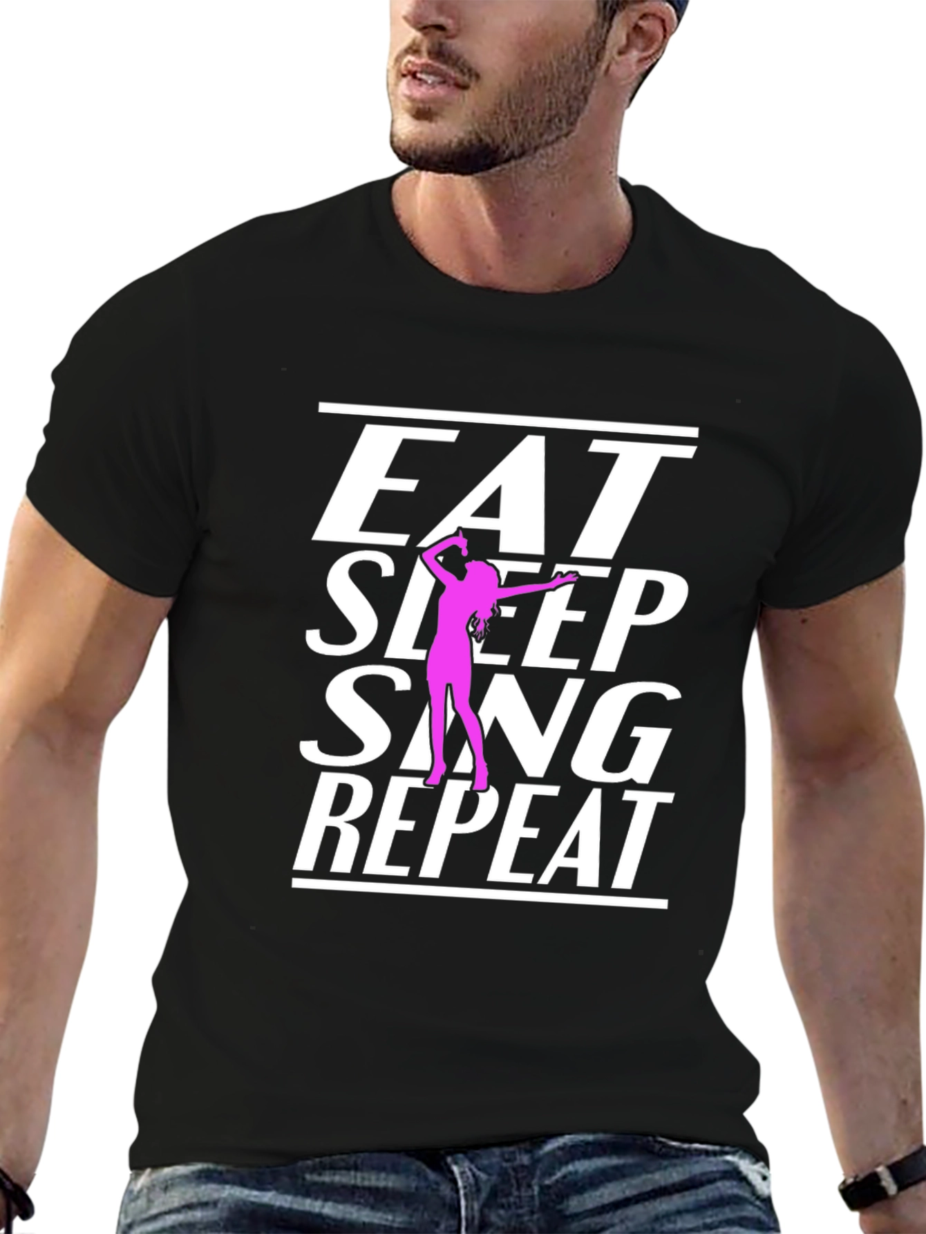 Eat Sleep Sing Repeat Black T-Shirt