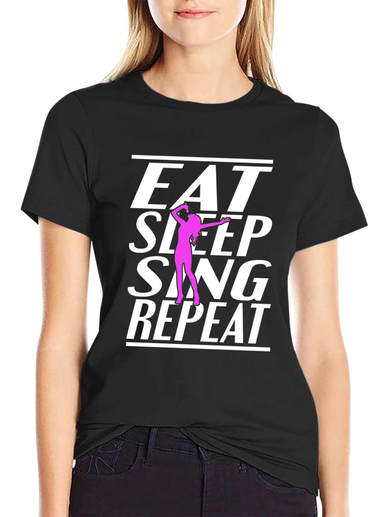 Eat Sleep Sing Repeat Black T-Shirt