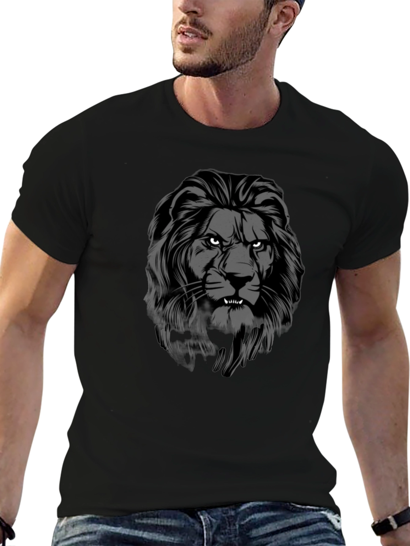 Lion Graphic Black T-Shirt - Bold Style