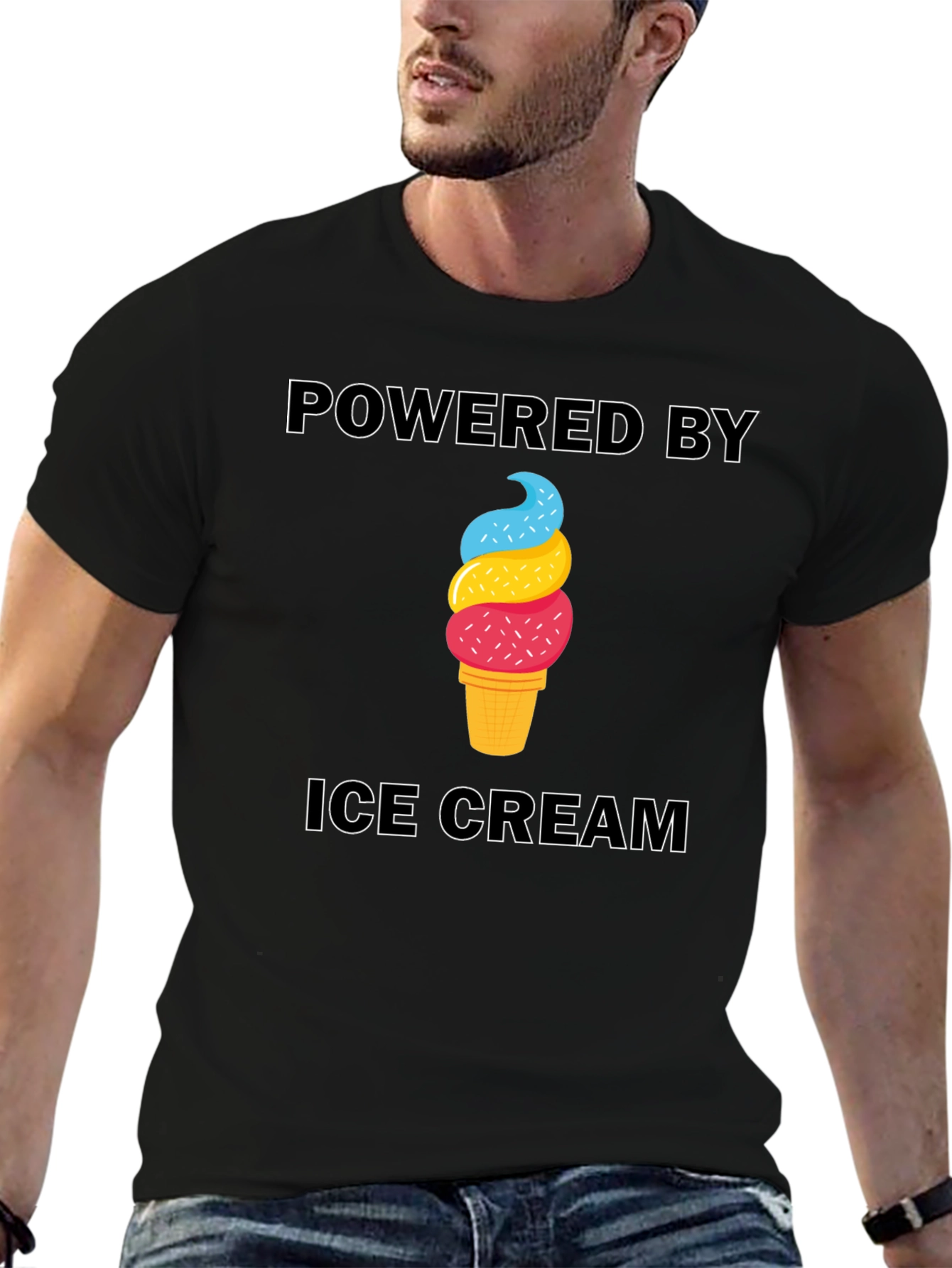 Powered by Ice Cream T-Shirt - Novelty Tee