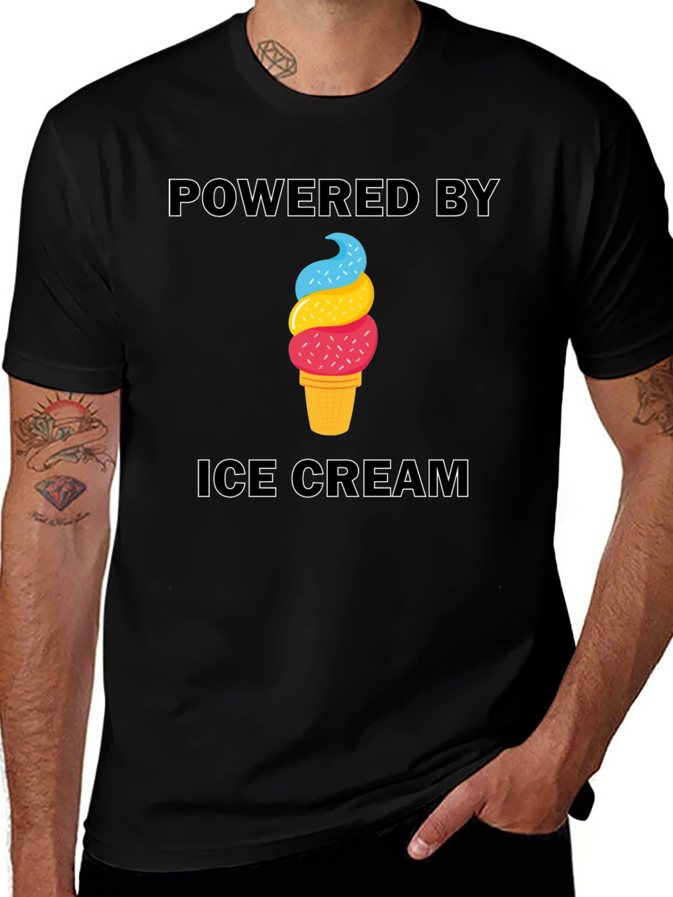 Powered by Ice Cream T-Shirt - Novelty Tee