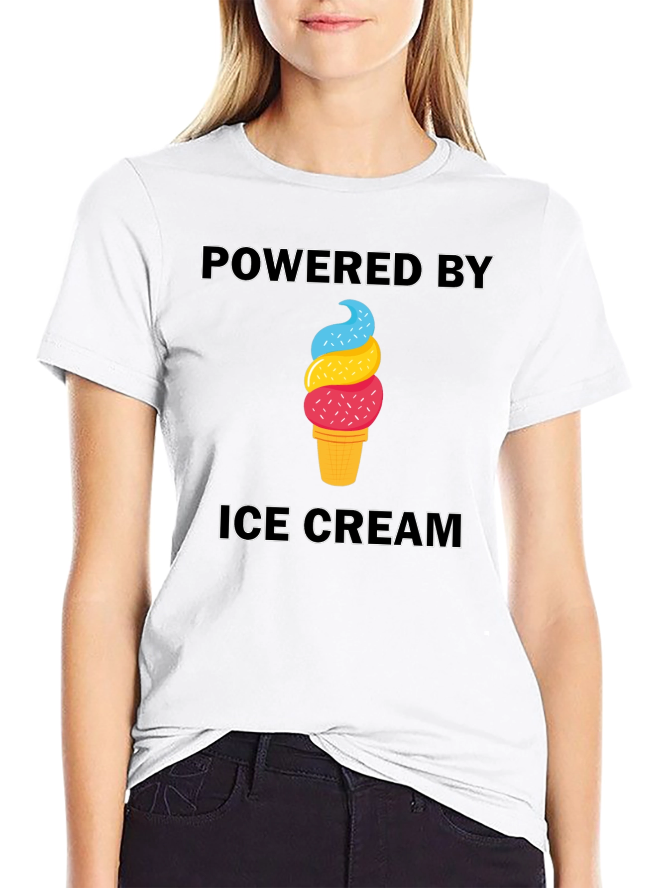 Powered by Ice Cream T-Shirt - Novelty Tee