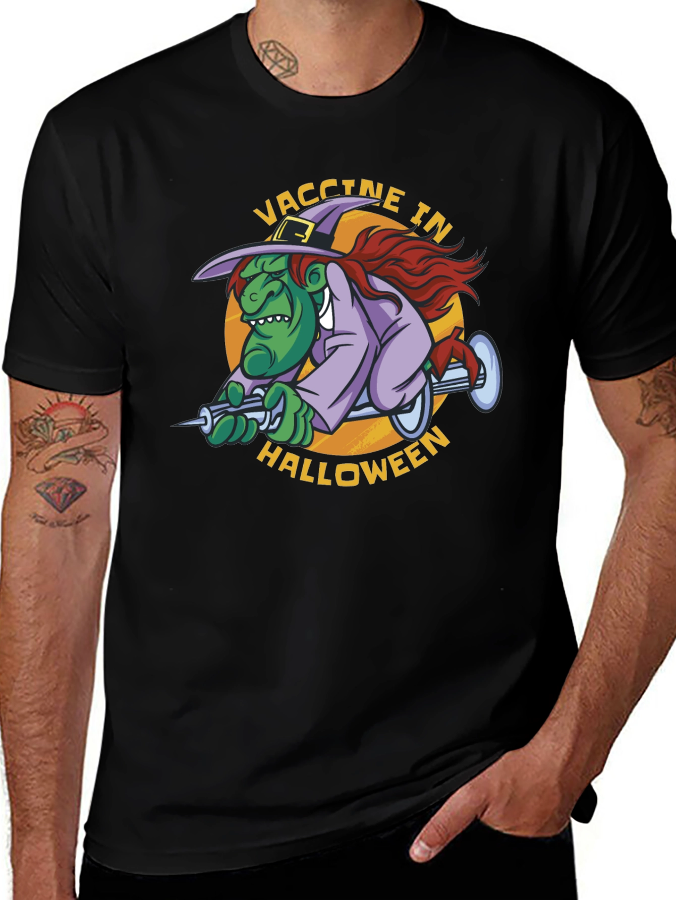 Vaccine in Halloween Witch T-Shirt