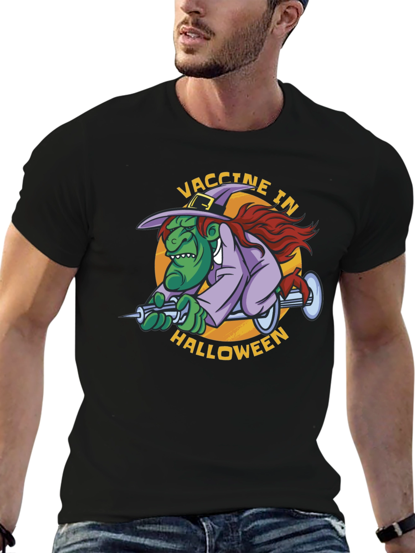 Vaccine in Halloween Witch T-Shirt